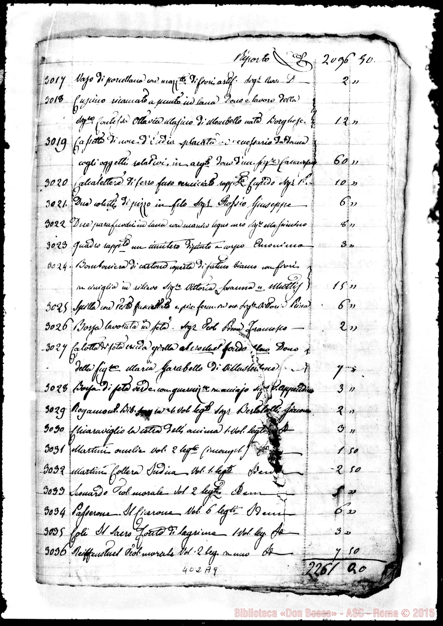 Fotogramma A 9 — 1.854: Relazione giurata di perizia di oggetti donati… Fascicoli rilegati insieme. Incluse petizioni di D. Bosco