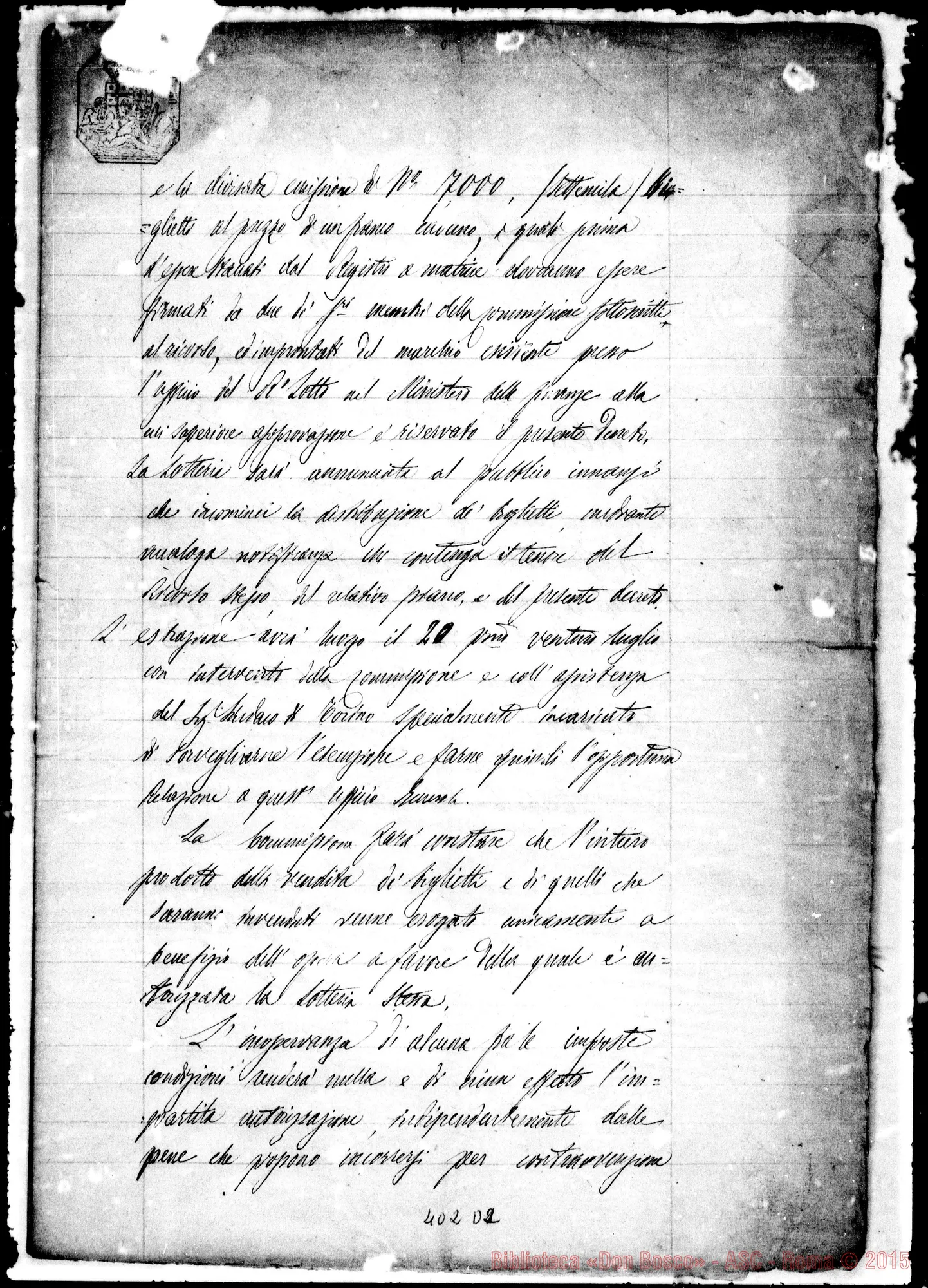 Fotogramma D 2 — 1855: Bosco-Intendente Generale. Acclusa dichiarazione orig. Bosco. Ed altre