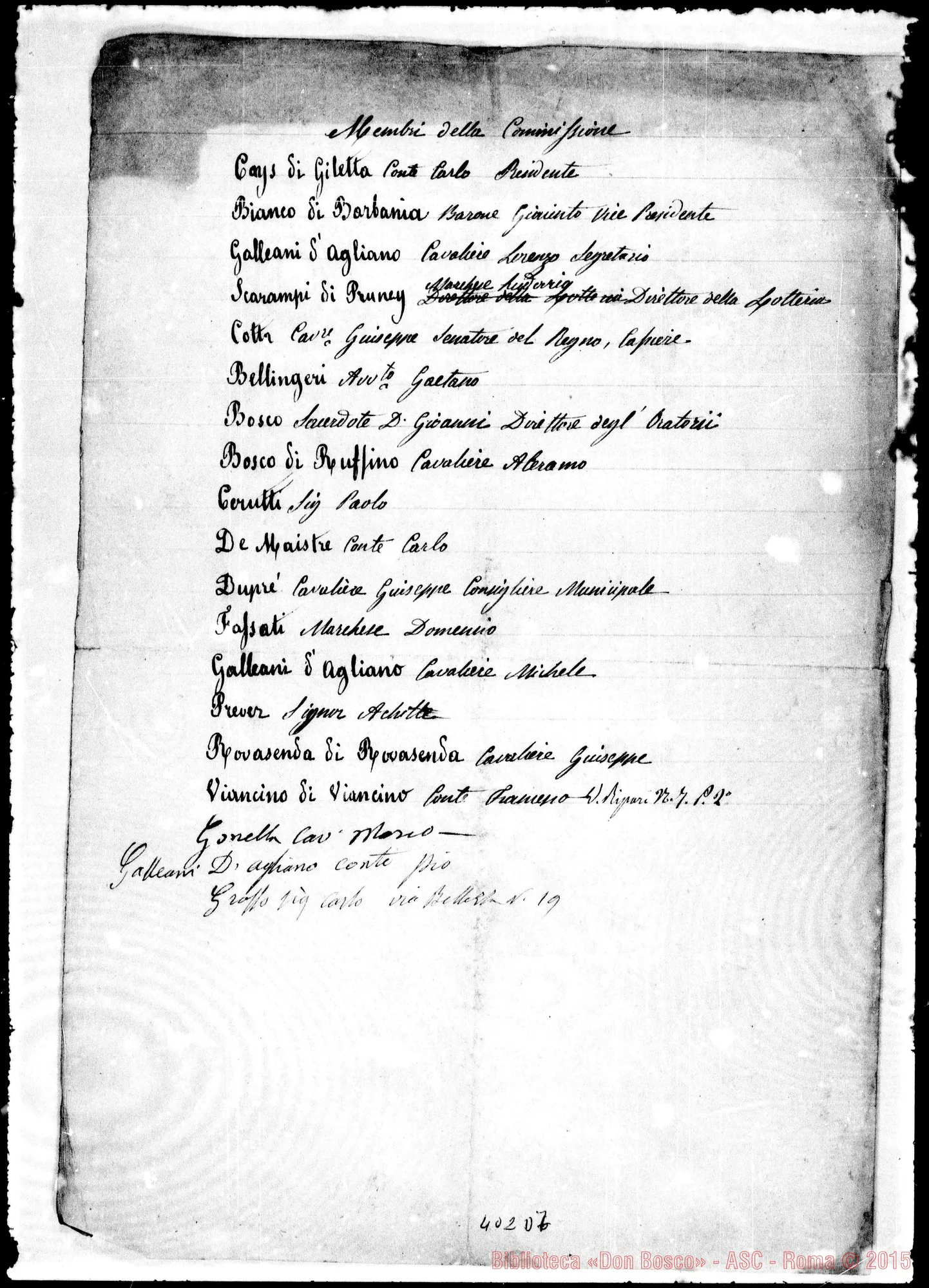 Fotogramma D 7 — Membri della Commissione