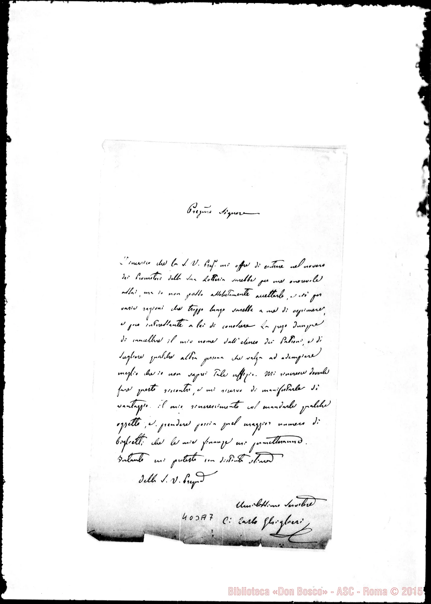 Fotogramma A 7 — Carlo G.-Preg.mo Sig.
