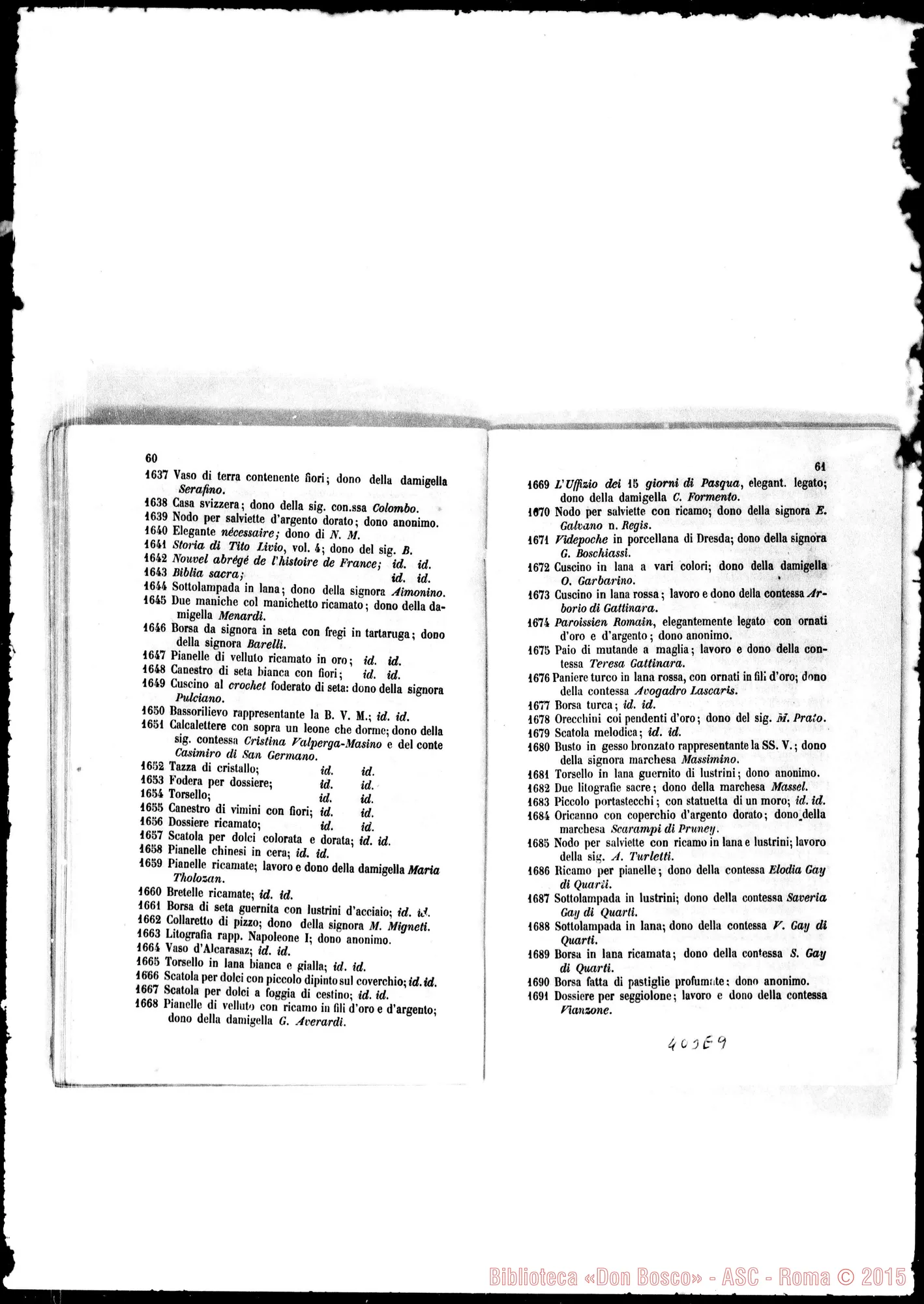 Fotogramma E 9 — Catalogo degli oggetti posti in lotteria…