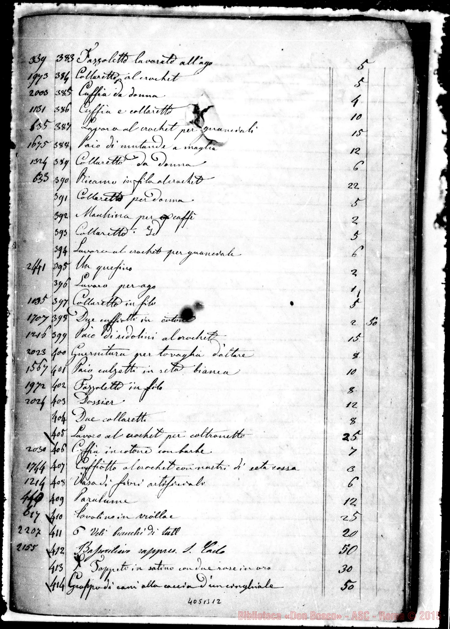 Fotogramma B 12 — Catalogo degli oggetti… Ms.