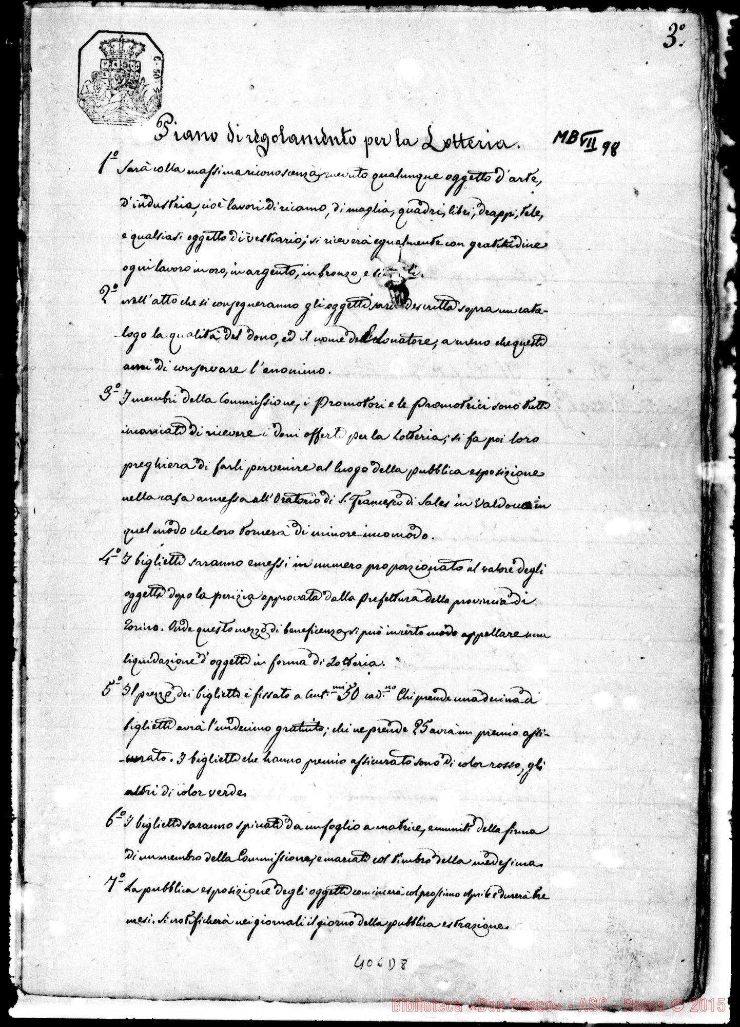 Fotogramma D 8 — Bosco-Ili.mo Sig. Prefetto: Membri- Programma- Regolamento- Elenco…