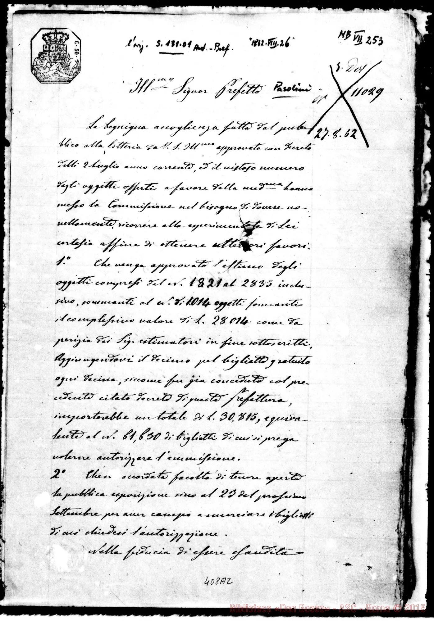 Fotogramma A 2 — Bosco-Ili.mo Sig. Prefetto: Membri- Programma- Regolamento- Elenco…