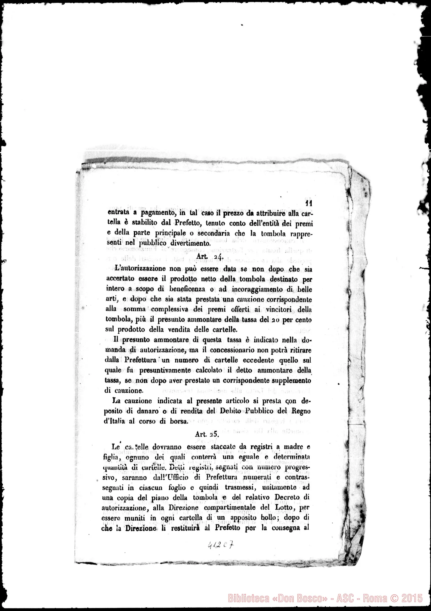 Fotogramma C 7 — Decreto che approva il Regolamento… del gioco… Stampato