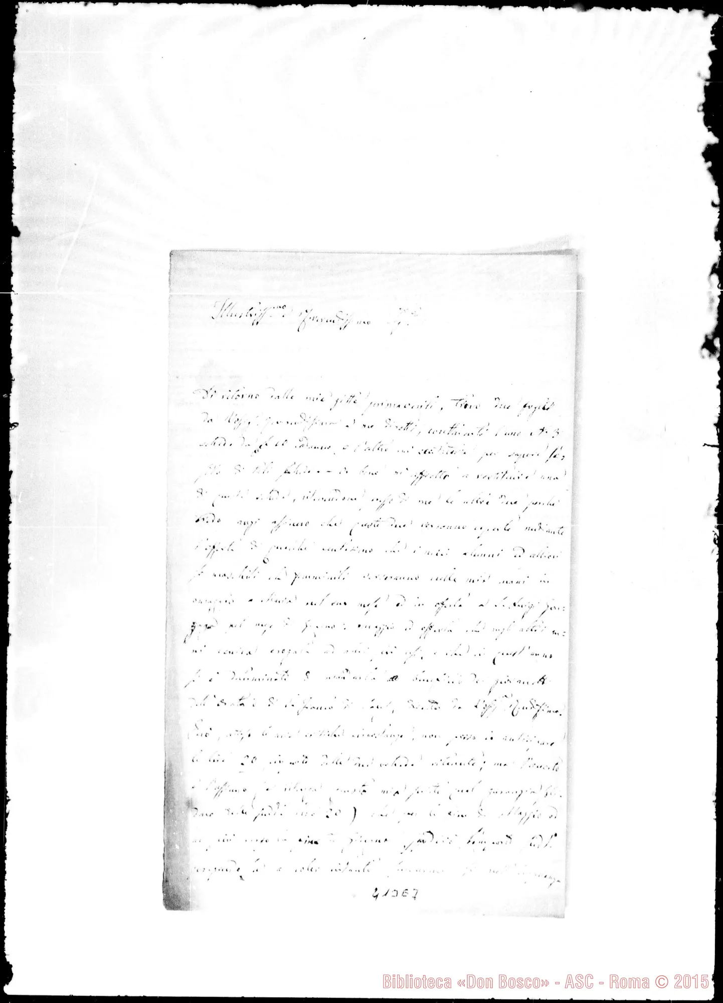Fotogramma E 7 — Castiglione-lll.mo E Rev.mo Sig.