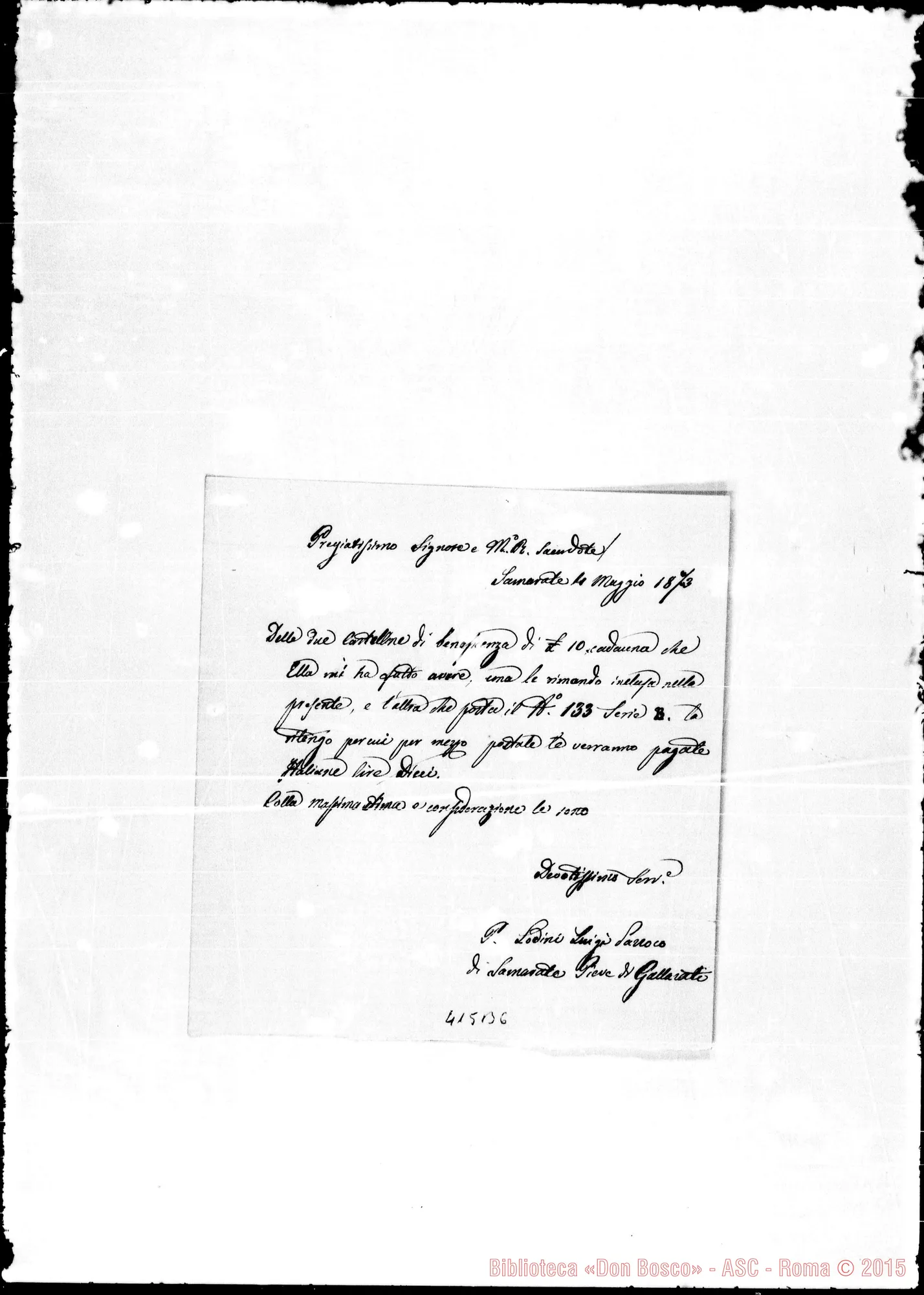 Fotogramma B 6 — Lodini-Pregiatissimo Sig.