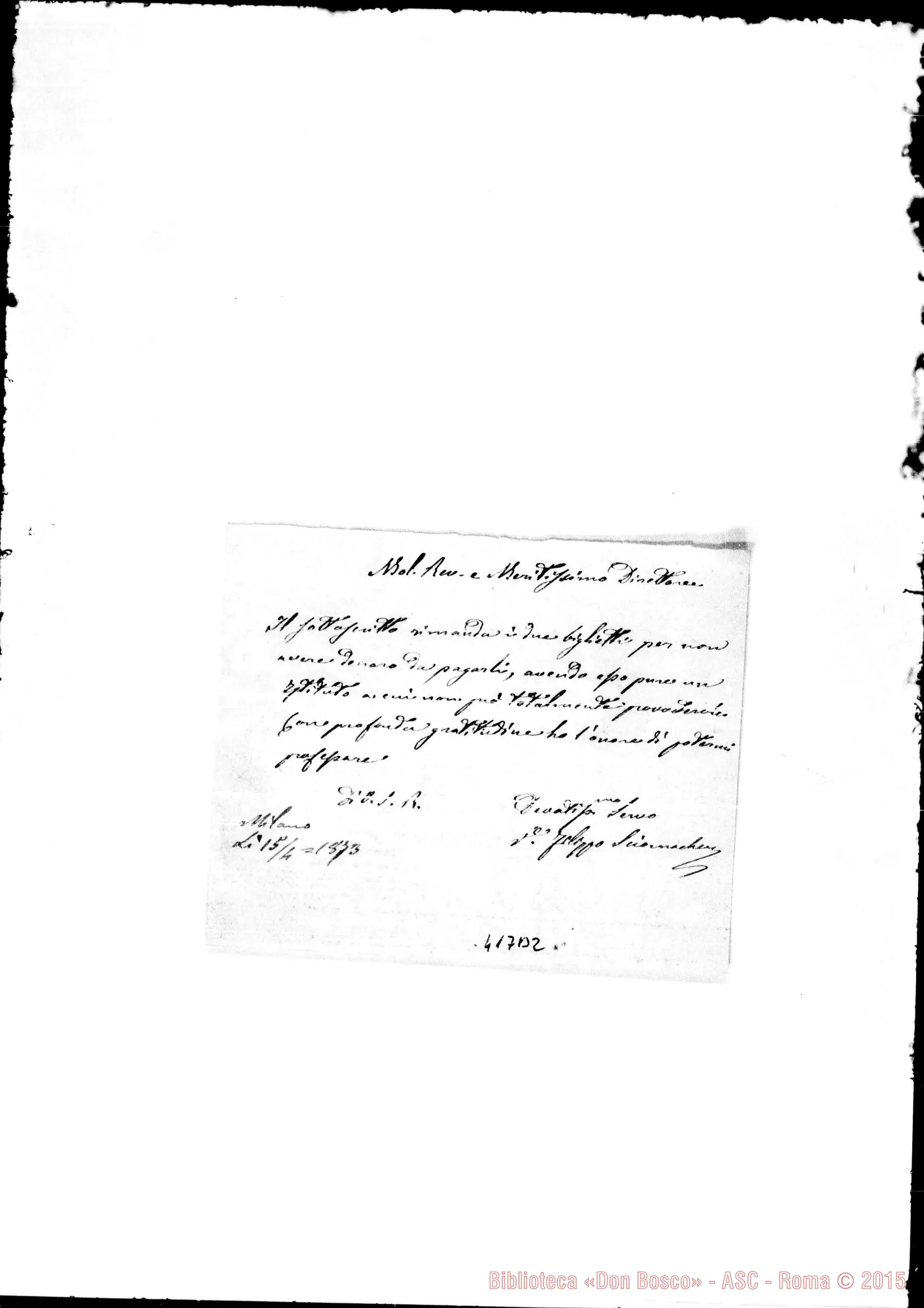 Fotogramma B 2 — Sciomacheri-Molto Rev.do Sig. Direttore