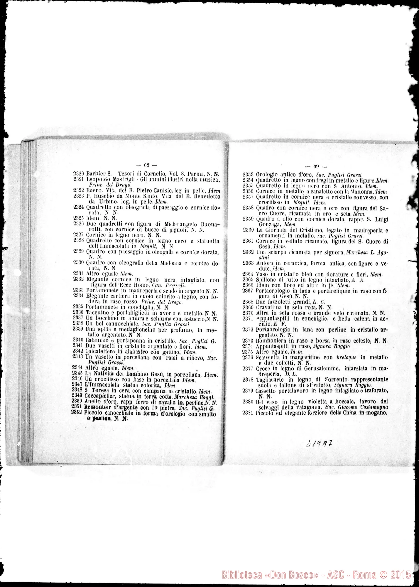 Fotogramma A 7 — 1885: Elenco dei doni deha Lotteria…