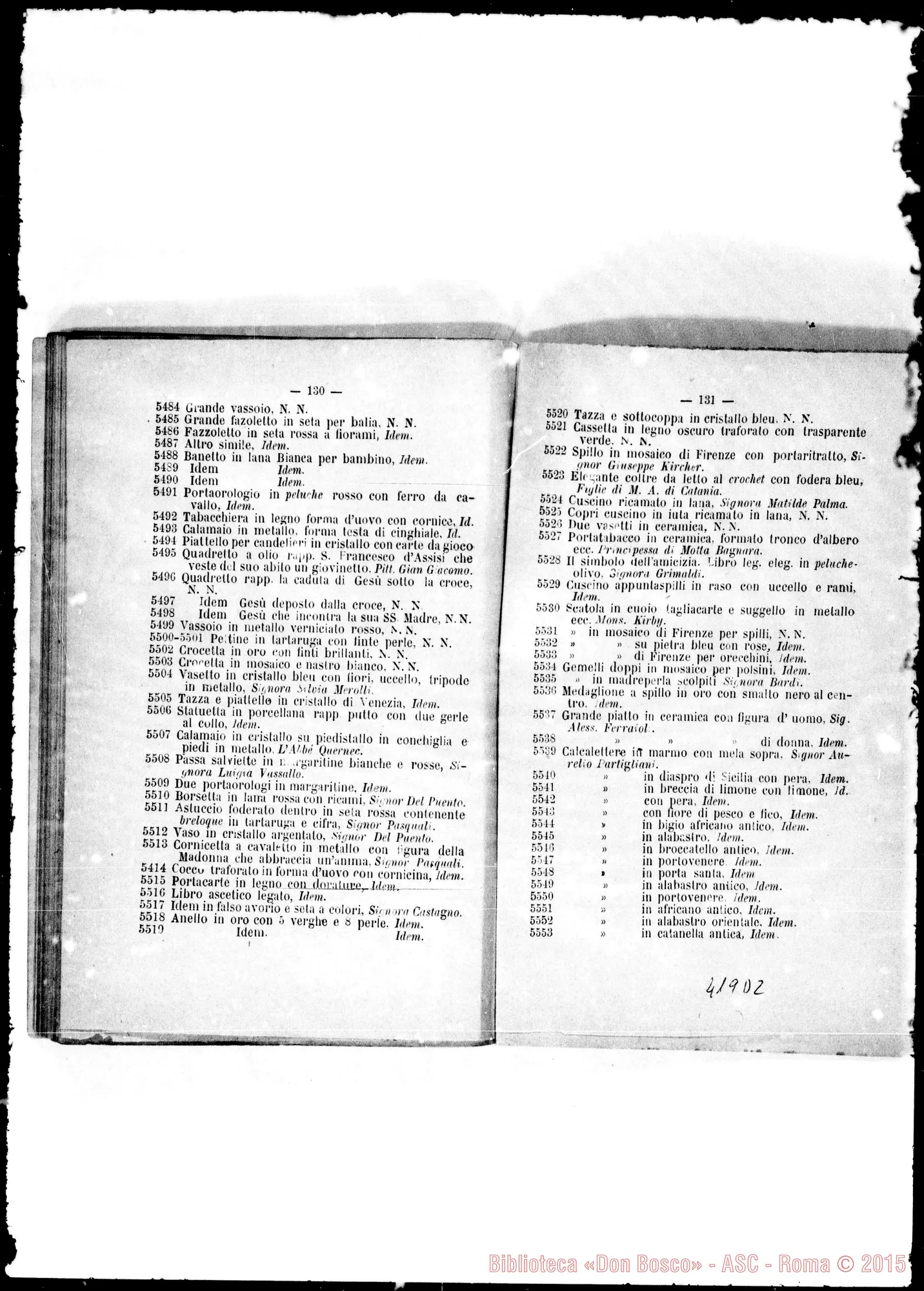 Fotogramma D 2 — 1885: Elenco dei doni deha Lotteria…