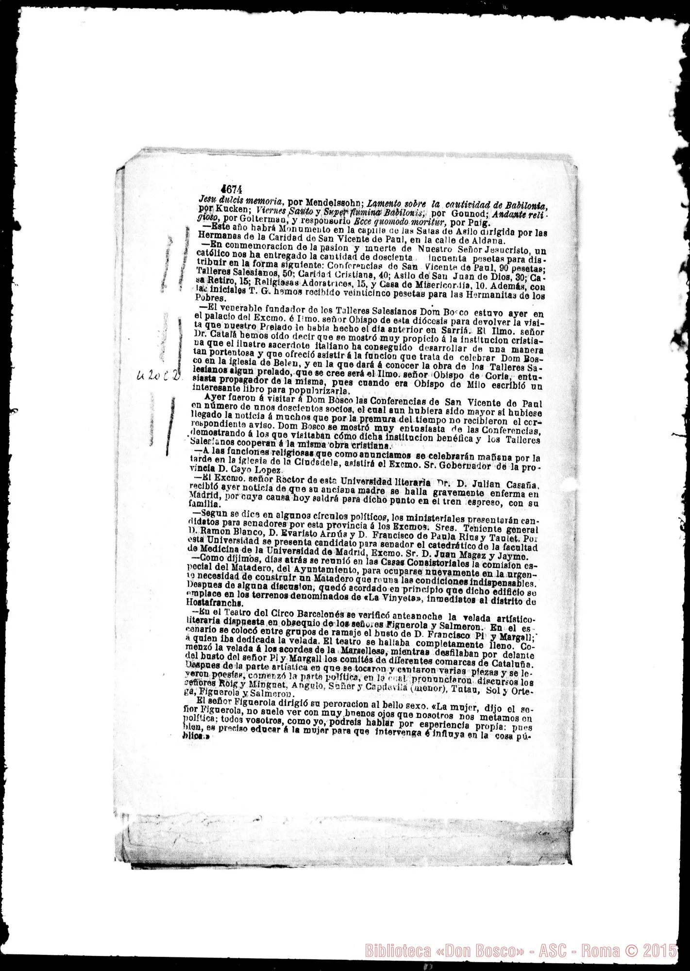 Fotogramma C 2 — Diario de Barcelona: «El Venerable Fundador…»