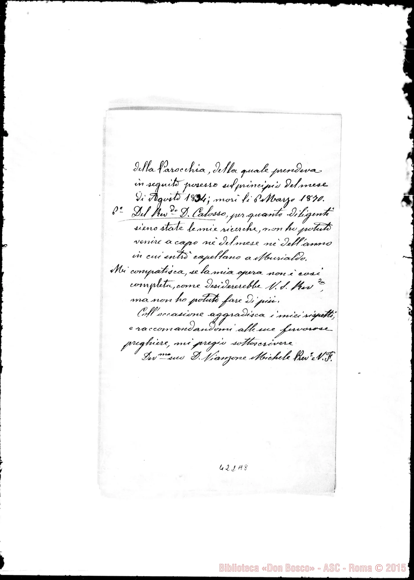 Fotogramma A 8 — D. Michele Vianzone-Rev.do Sig.