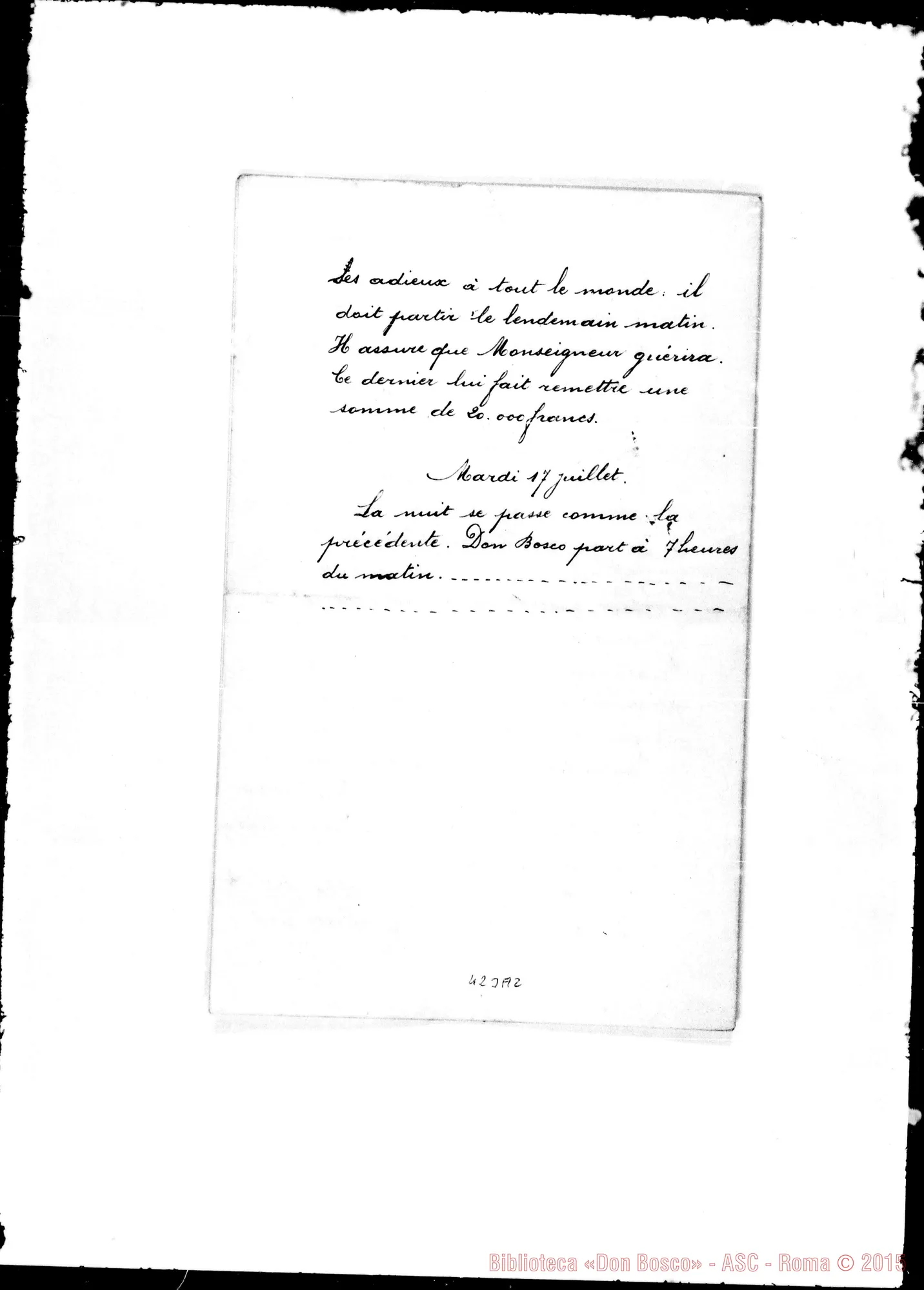 Fotogramma A 2 — «Souvenirs sur le Comte de Chambord…»