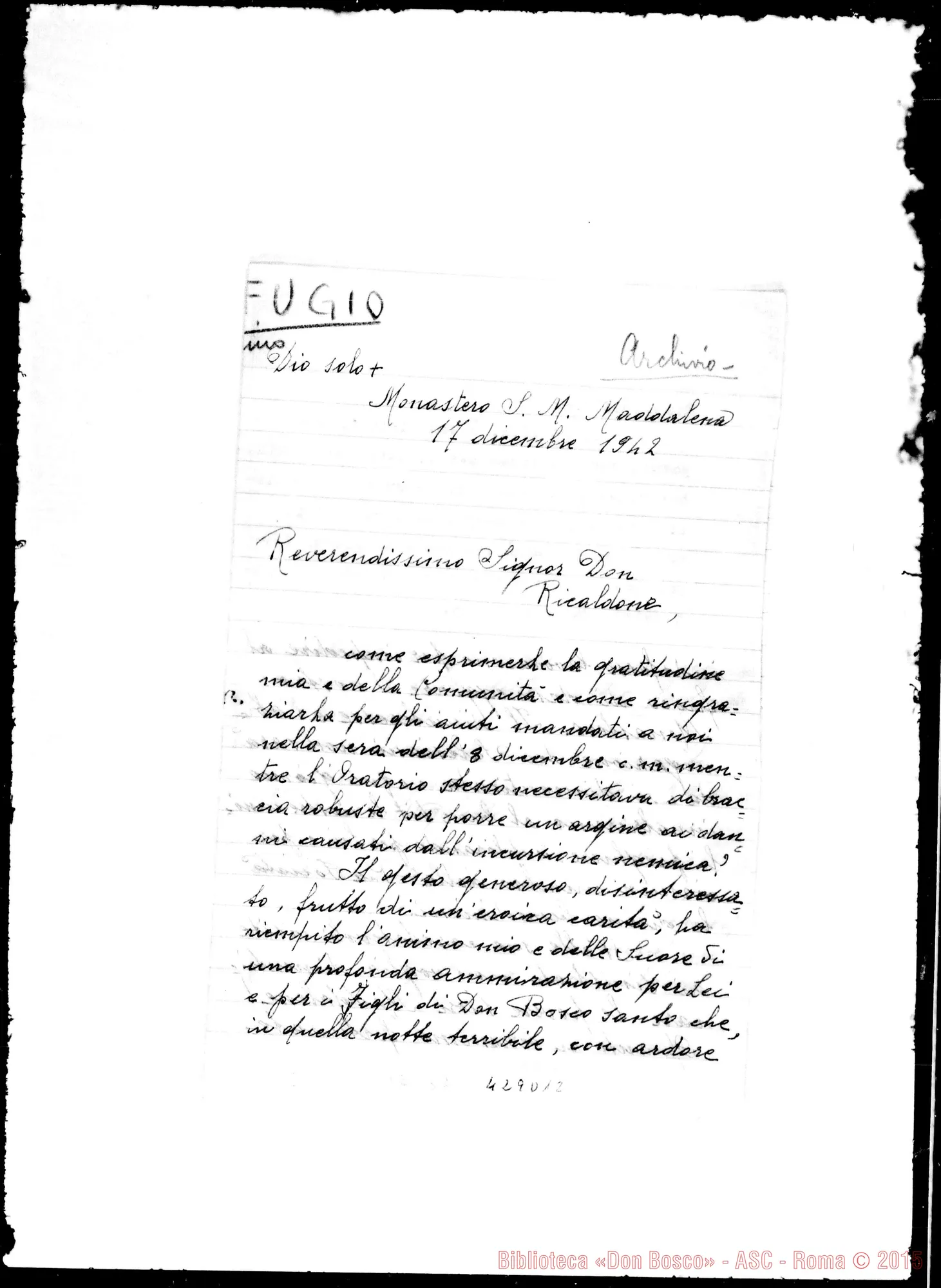 Fotogramma D 12 — Madre Angelica-D. Ricaldone. Acclusa risposta