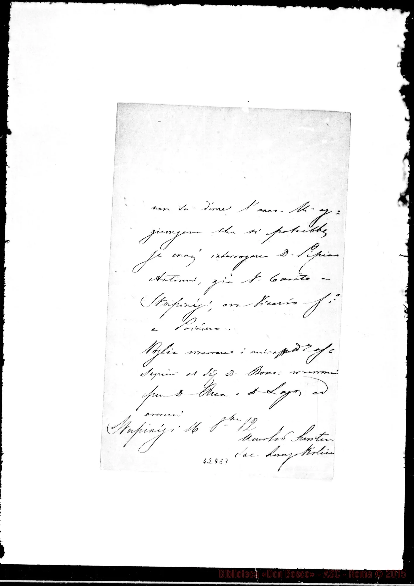 Fotogramma E 7 — Generala: Lettera A Rev.do Sig.
