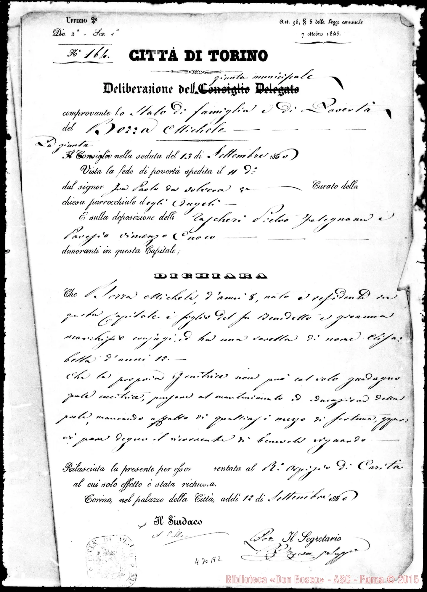 Fotogramma A 2 — Ospizio Gen. di Carità: carte per l’ammessione