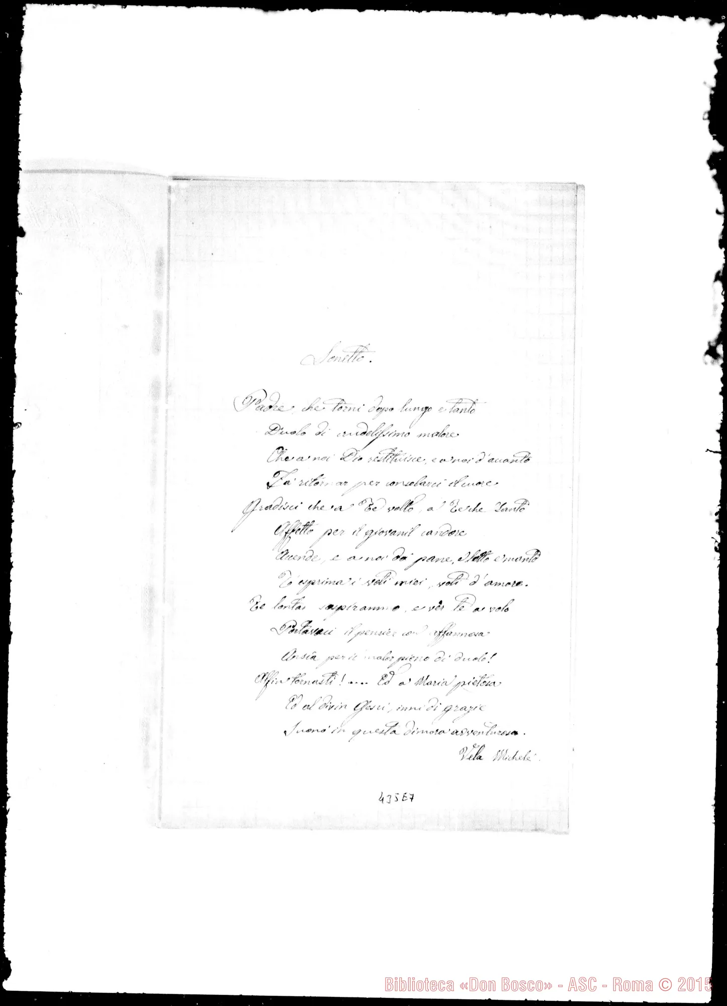 Fotogramma E 7 — Vela Michele. Sonetto
