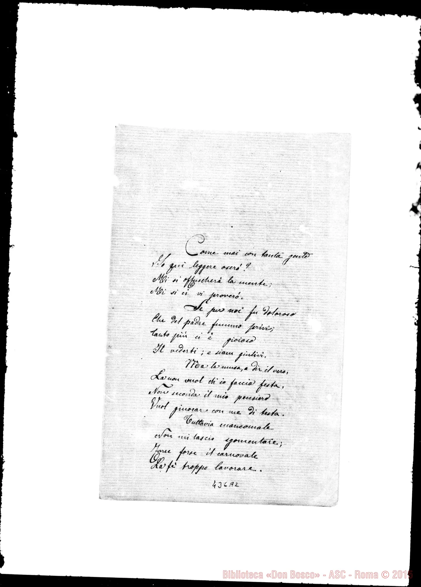 Fotogramma A 2 — Pastore Giuseppe. Poesia