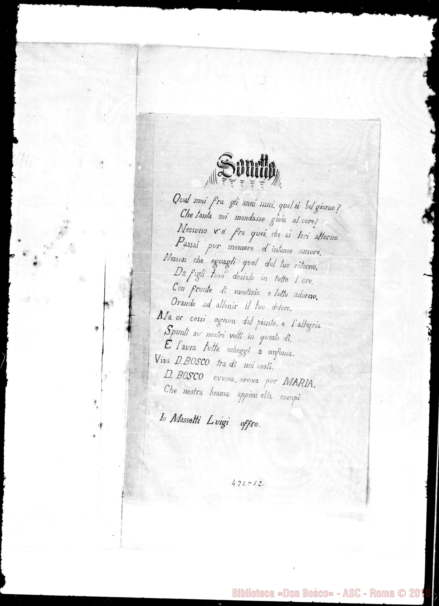 Fotogramma D 12 — I giovani del clero E Massetti. Sonetto