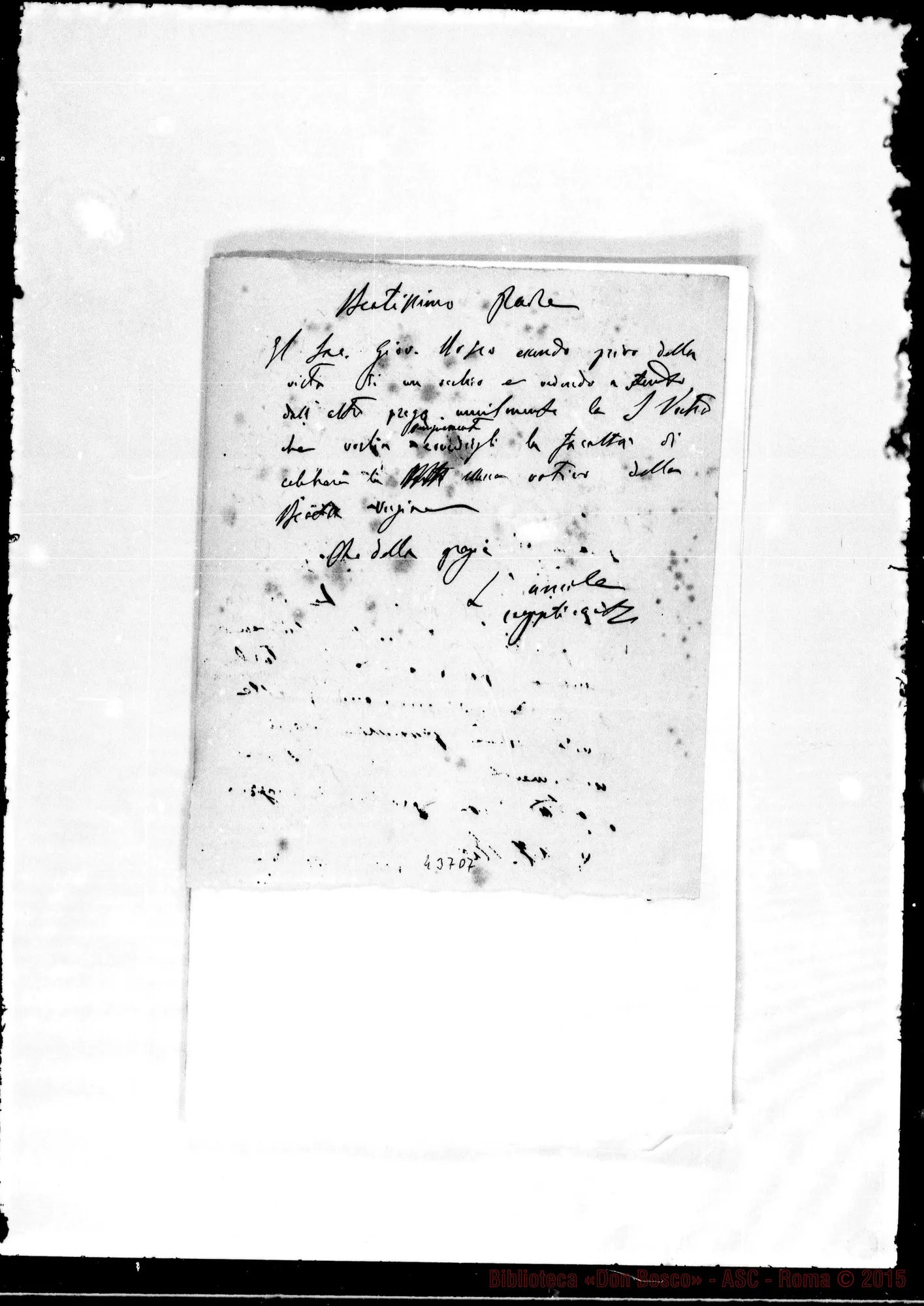Fotogramma D 7 — Minute di lettere