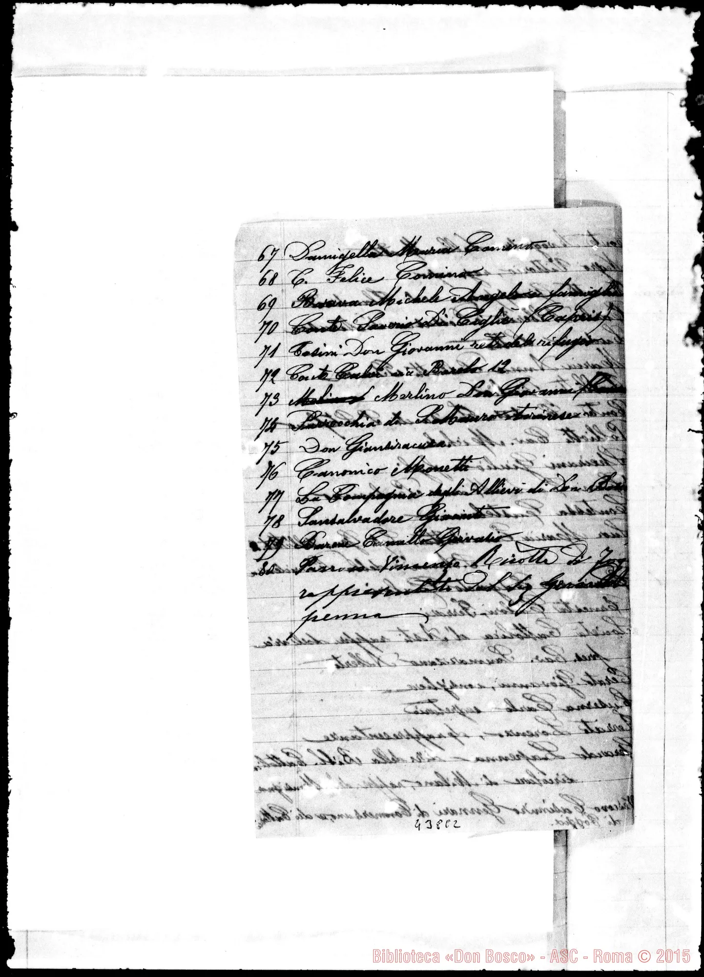 Fotogramma C 2 — Firme di coloro che vennero all’Oratorio per chiedere notizie…