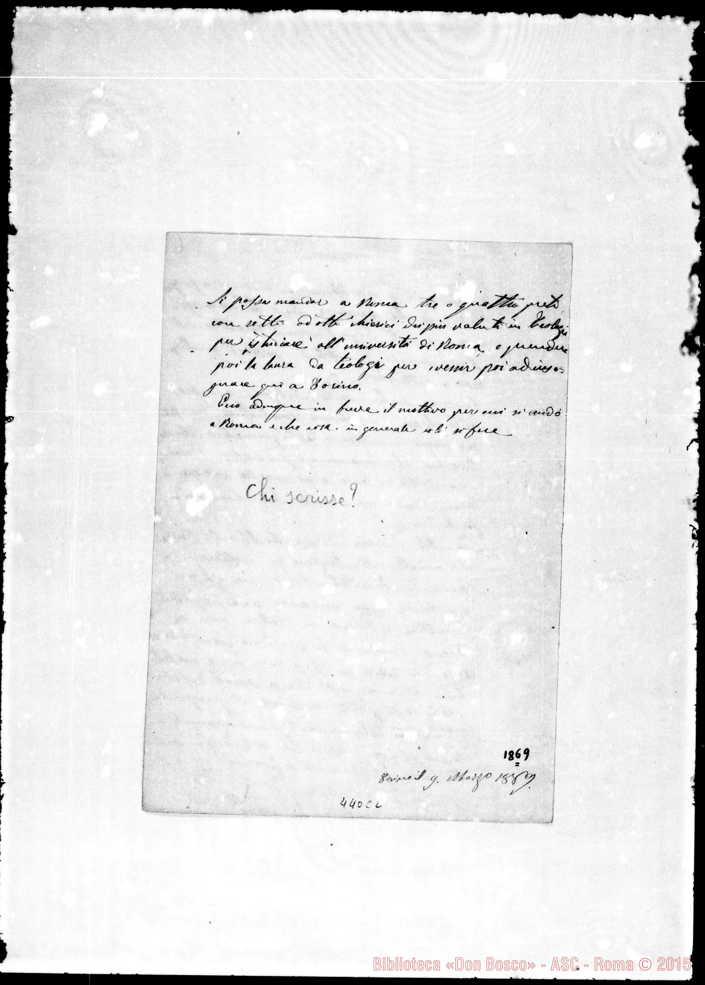 Fotogramma C 2 — Conferenza ai confratelli la sera del 7 marzo 1869