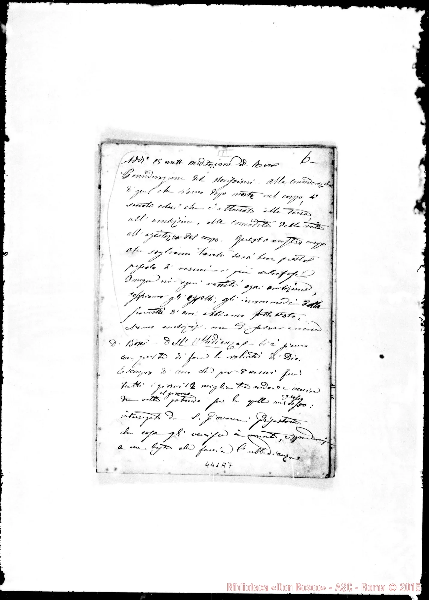 Fotogramma A 7 — Esercizi di Trofarello del 1869. Ms. Berto