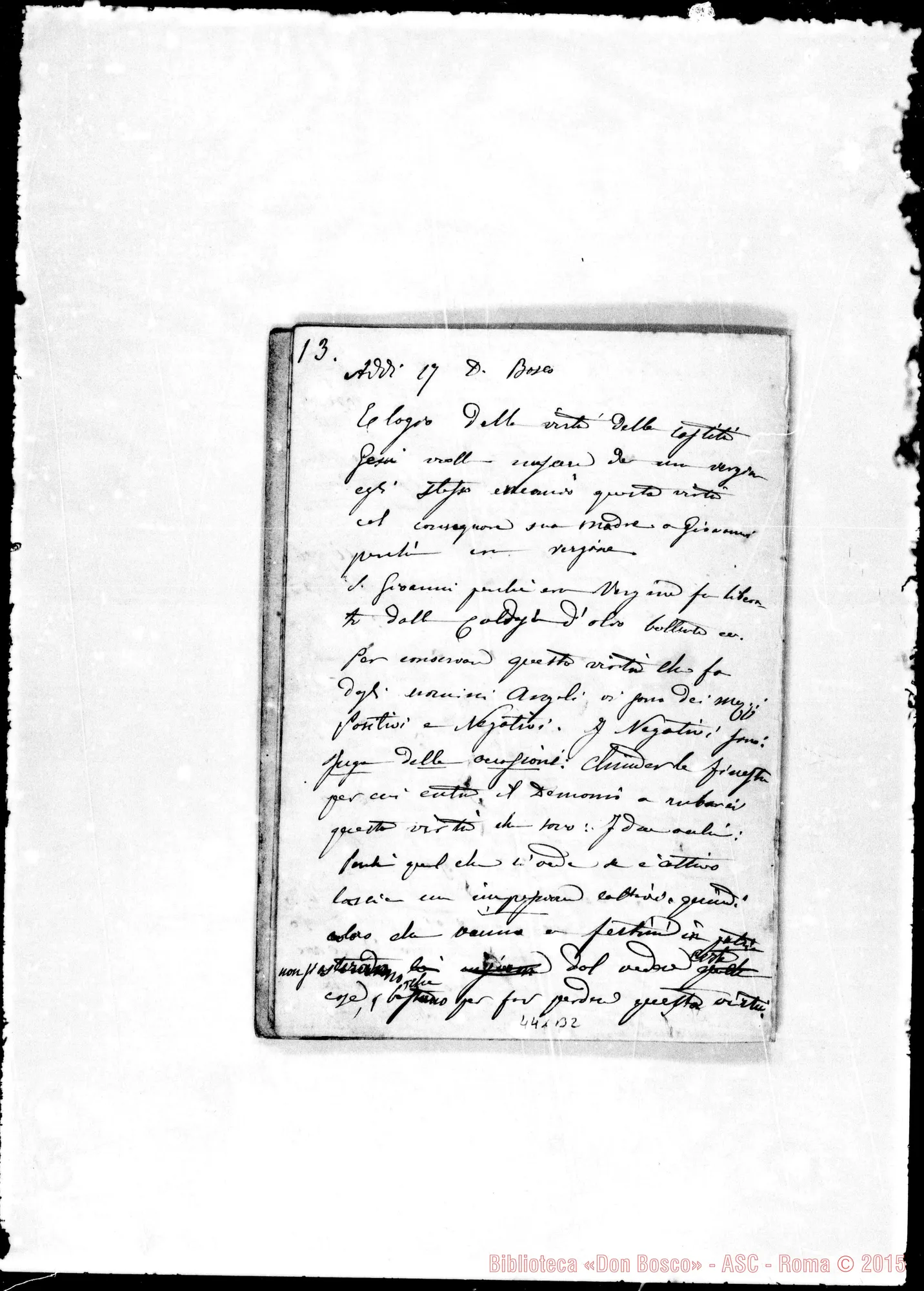 Fotogramma B 2 — Esercizi di Trofarello del 1869. Ms. Berto
