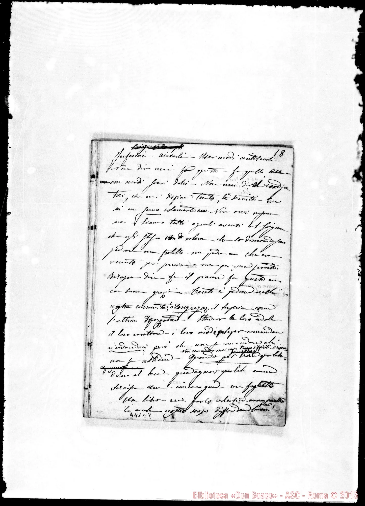 Fotogramma B 7 — Esercizi di Trofarello del 1869. Ms. Berto