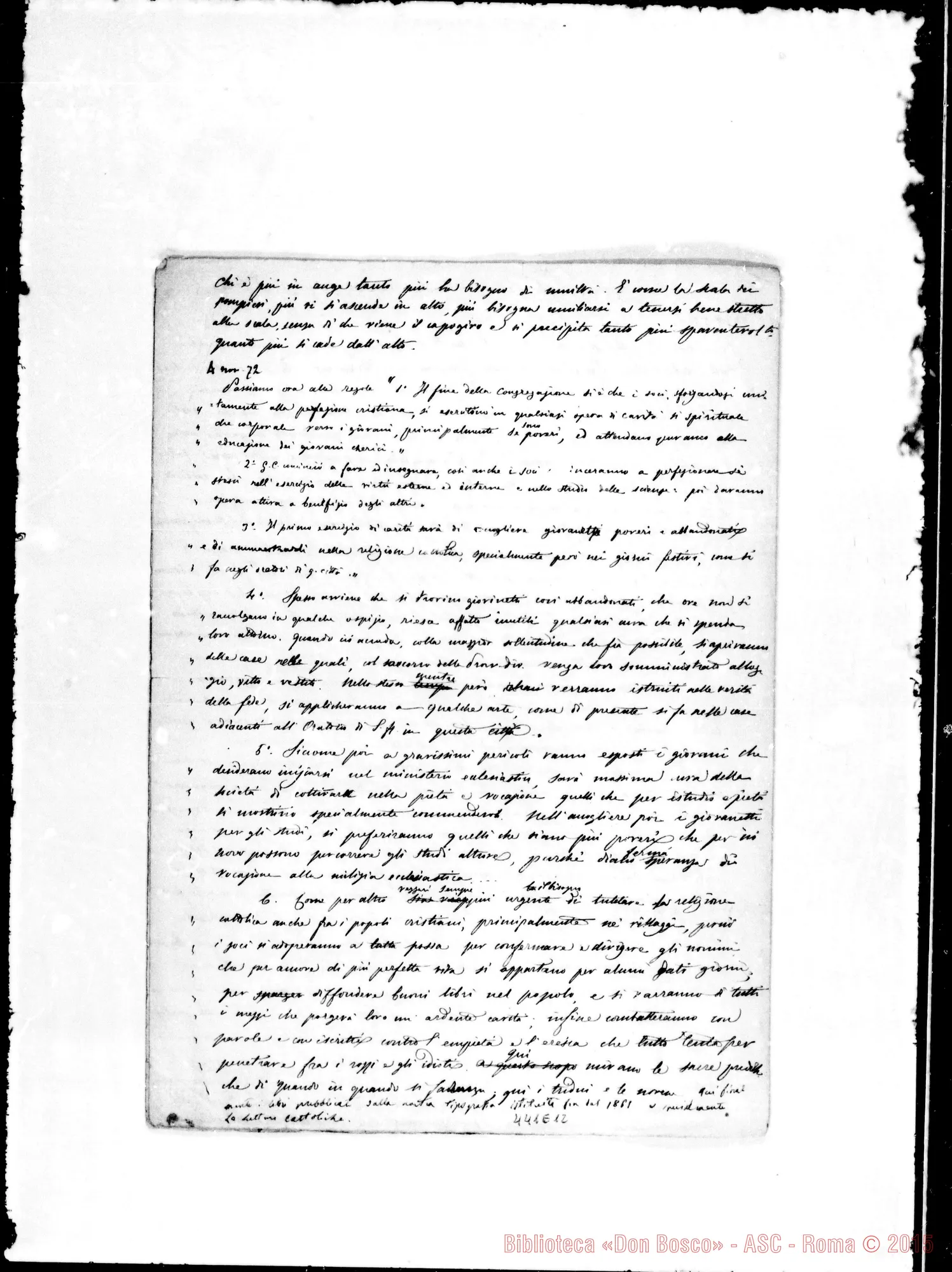 Fotogramma E 12 — Conferenze agli aspiranti. Appunti di D. Cesare Chiala: 1872-1875