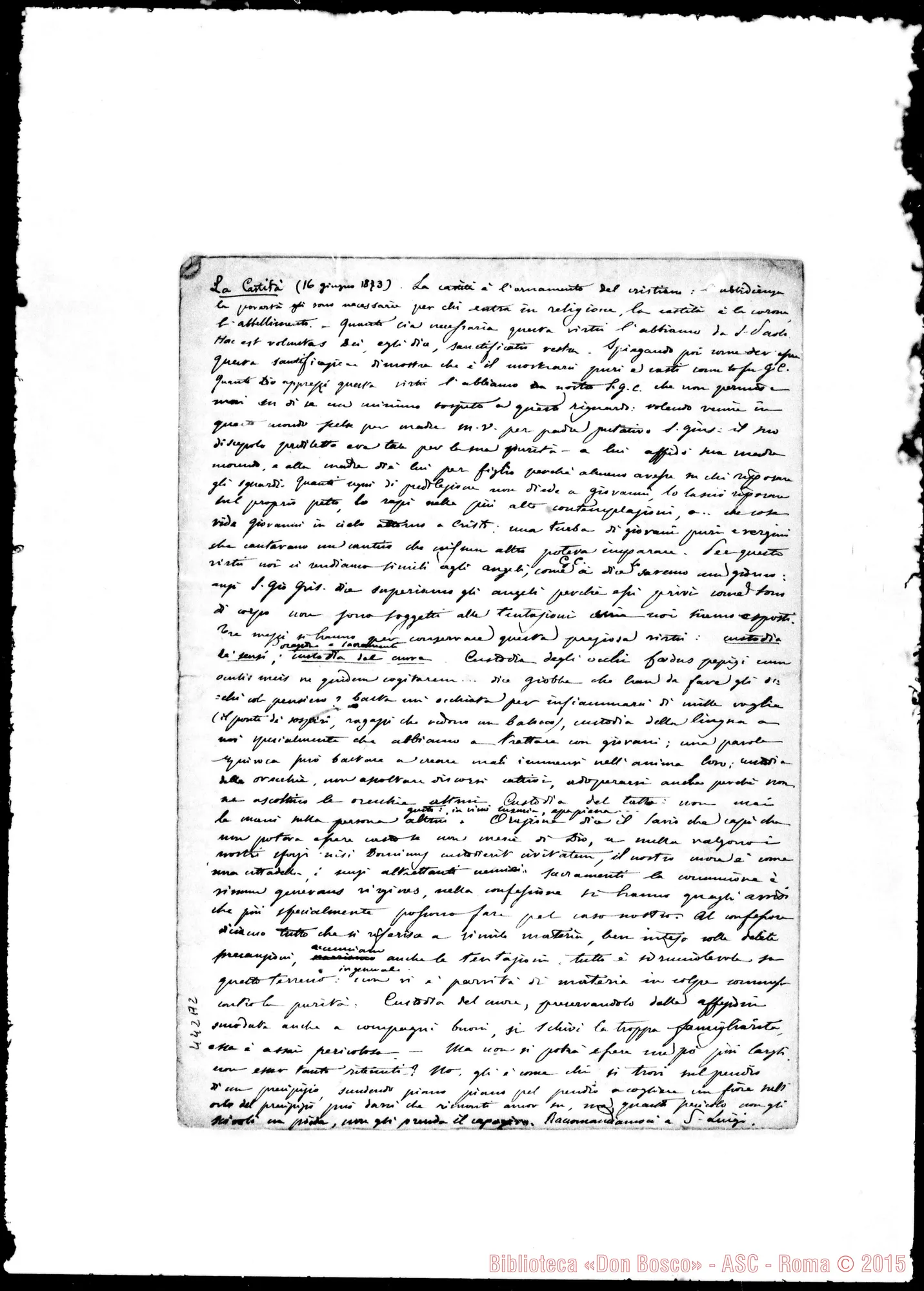 Fotogramma A 2 — Conferenze agli aspiranti. Appunti di D. Cesare Chiala: 1872-1875