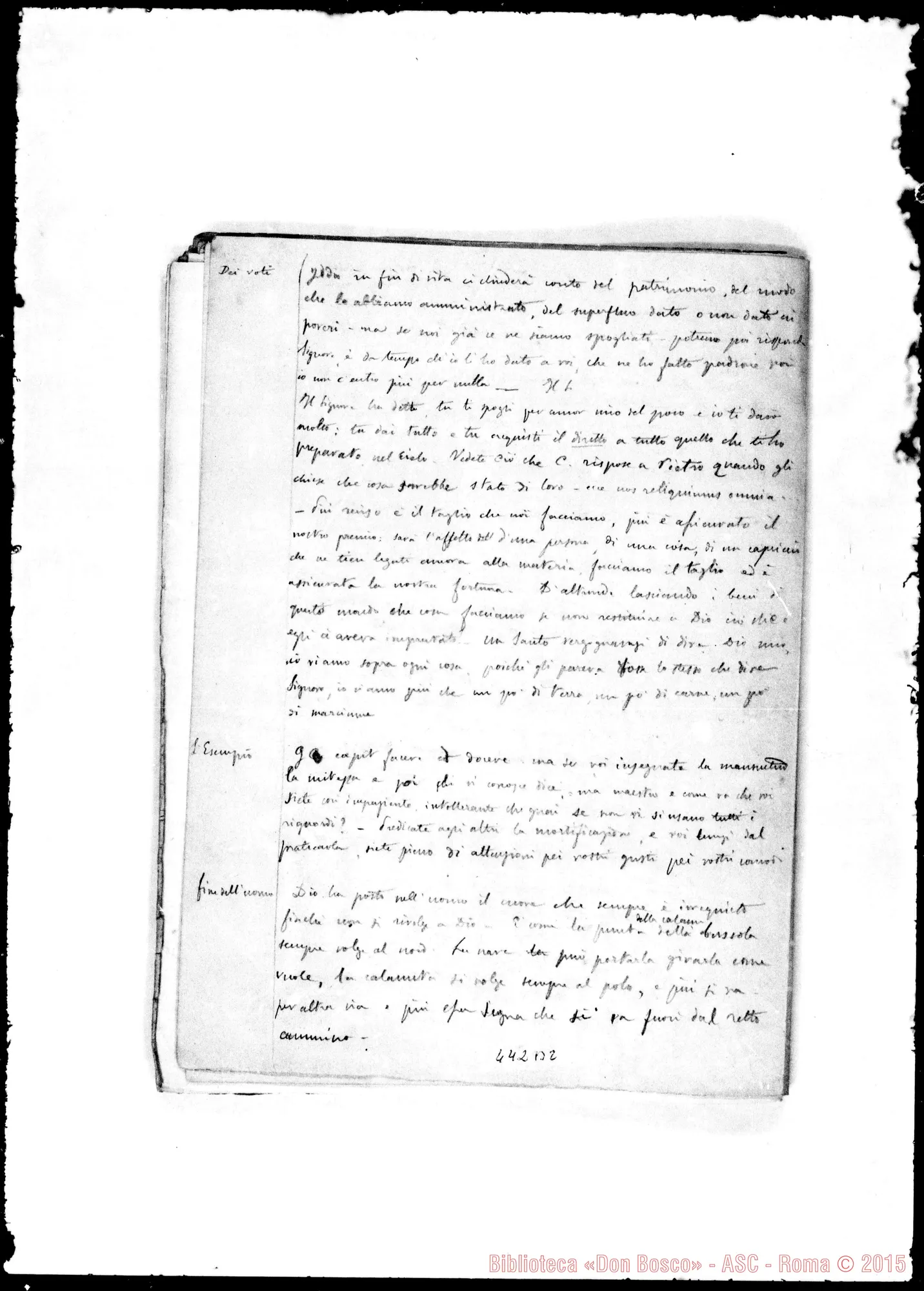 Fotogramma B 2 — Conferenze agli aspiranti. Appunti di D. Cesare Chiala: 1872-1875