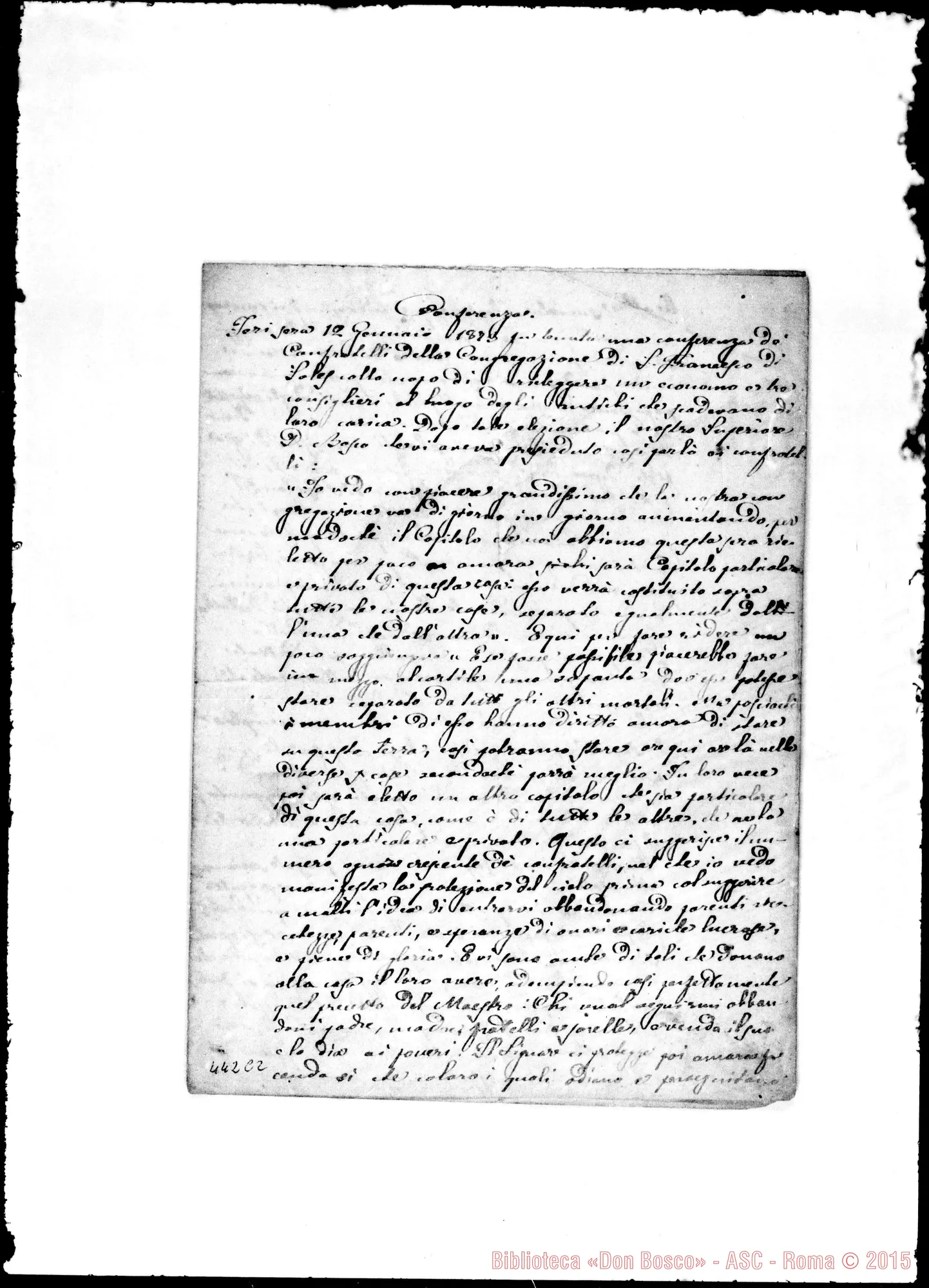 Fotogramma C 2 — Conferenza: «Ieri sera 12 gennaio 1873…»
