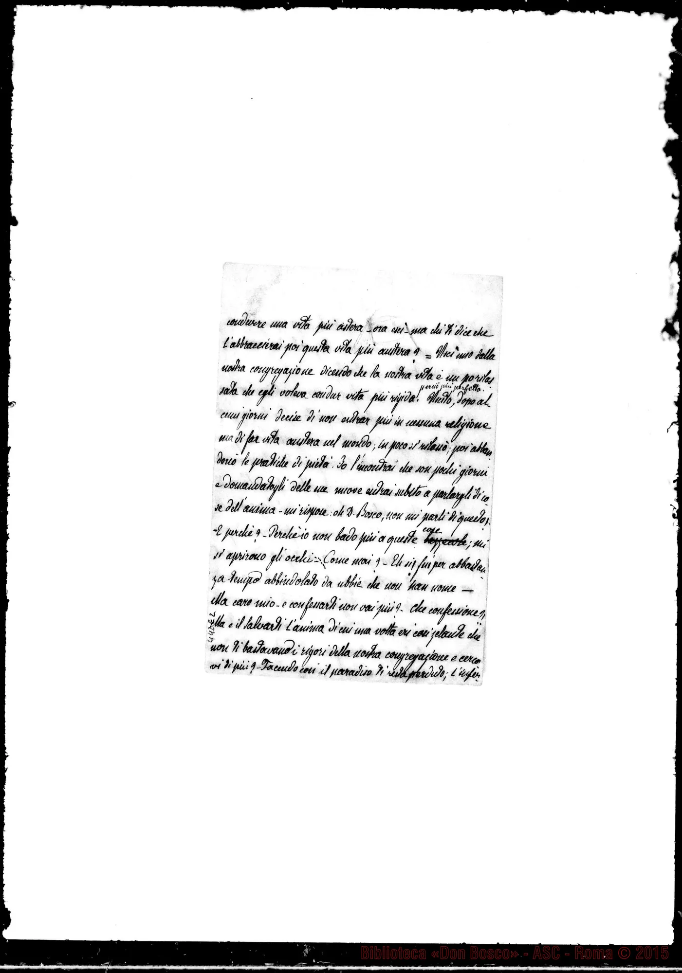 Fotogramma E 2 — Conferenza del Sig. D. Bosco ai professi il 7 luglio 1875