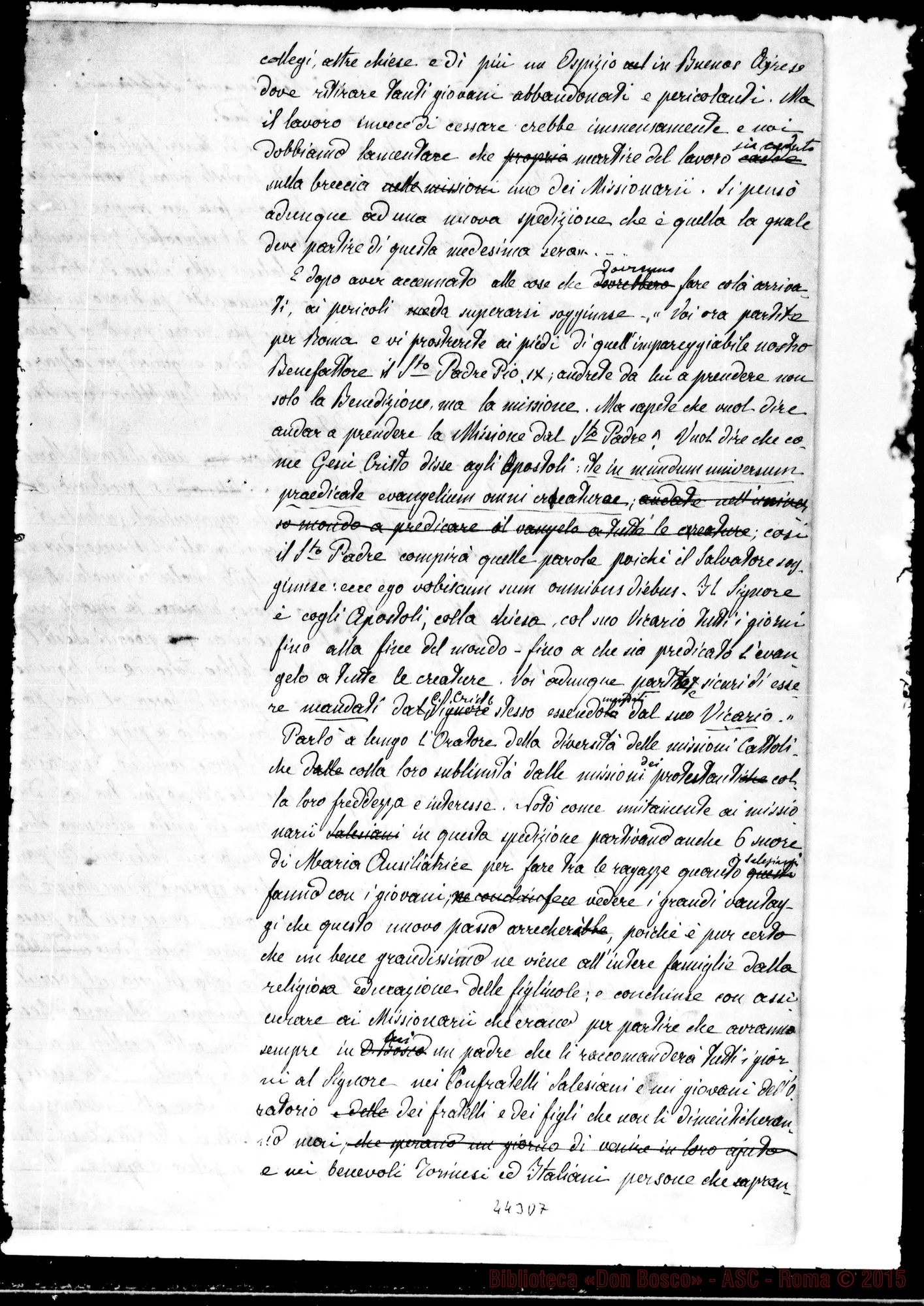 Fotogramma D 7 — Discorso per la partenza dei primi missionari