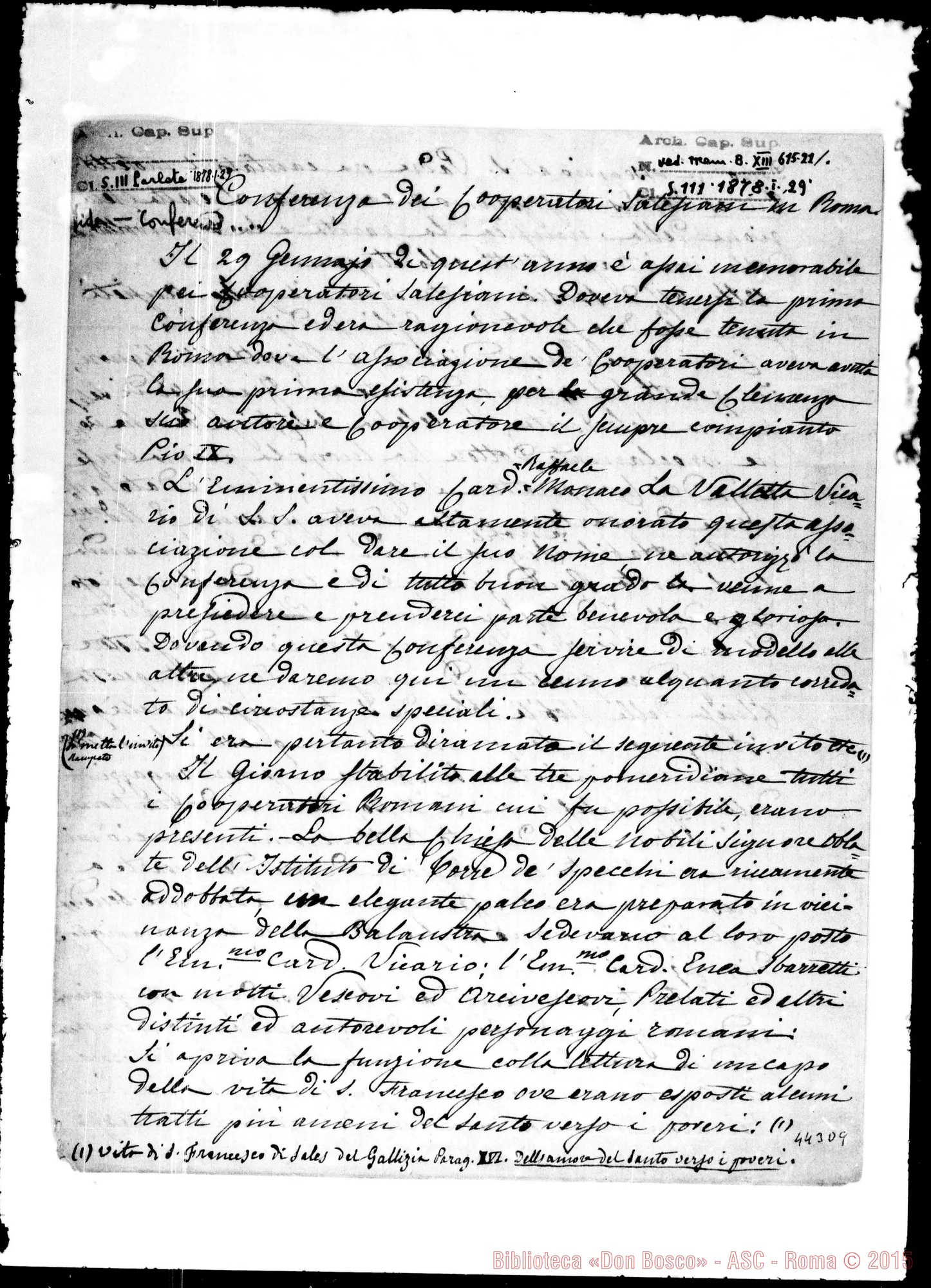 Fotogramma D 9 — Ai cooperatori in Roma. Nel 1878