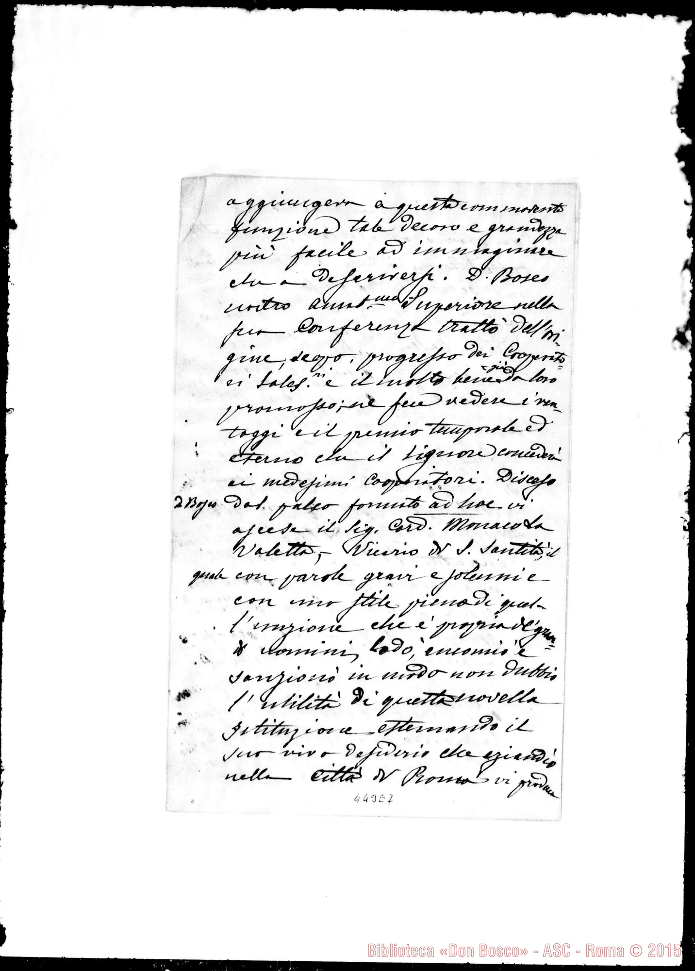 Fotogramma E 7 — Lettera: Don Berto-Rua: Relazione della conferenza ai coop. di Roma