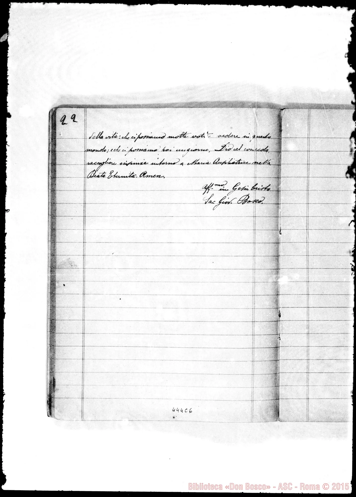 Fotogramma C 6 — Varie conferenze ed avvisi di D. Bosco ai giovani E ai salesiani. Ms.
