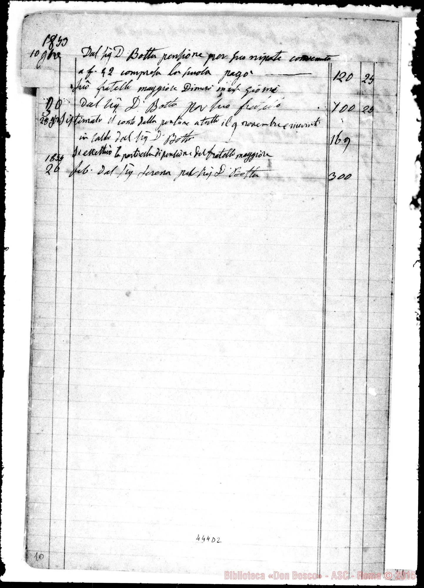 Fotogramma D 2 — Libro Mastro, contenente, tra appunti di contabilità, «Fioretti della Madonna». 1862 Ms. autogr. Bosco