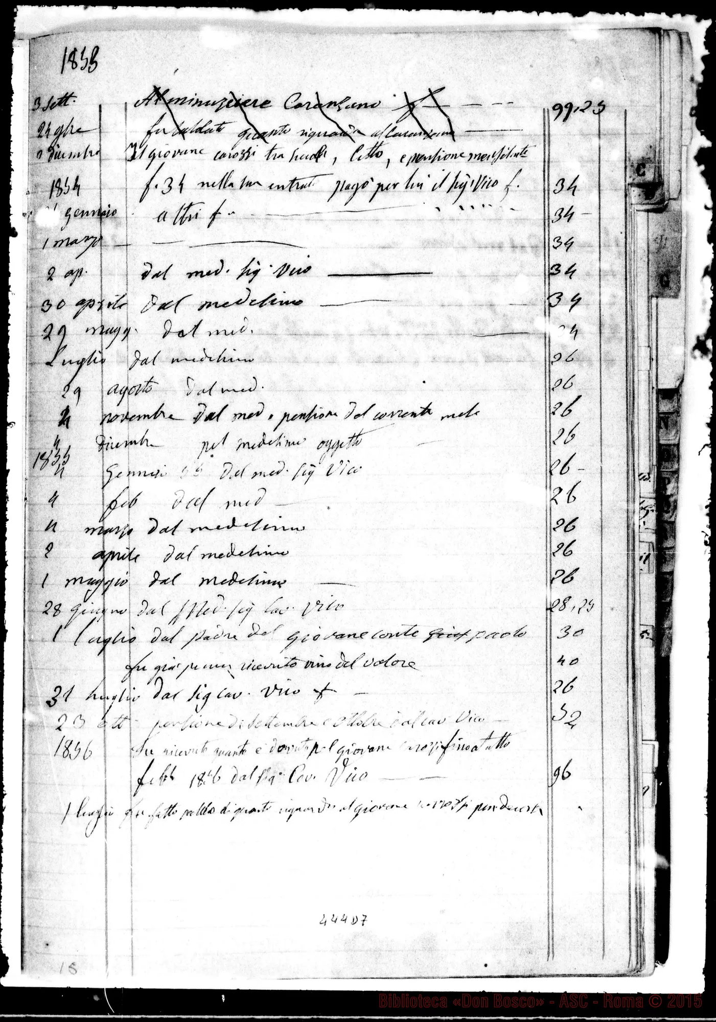 Fotogramma D 7 — Libro Mastro, contenente, tra appunti di contabilità, «Fioretti della Madonna». 1862 Ms. autogr. Bosco