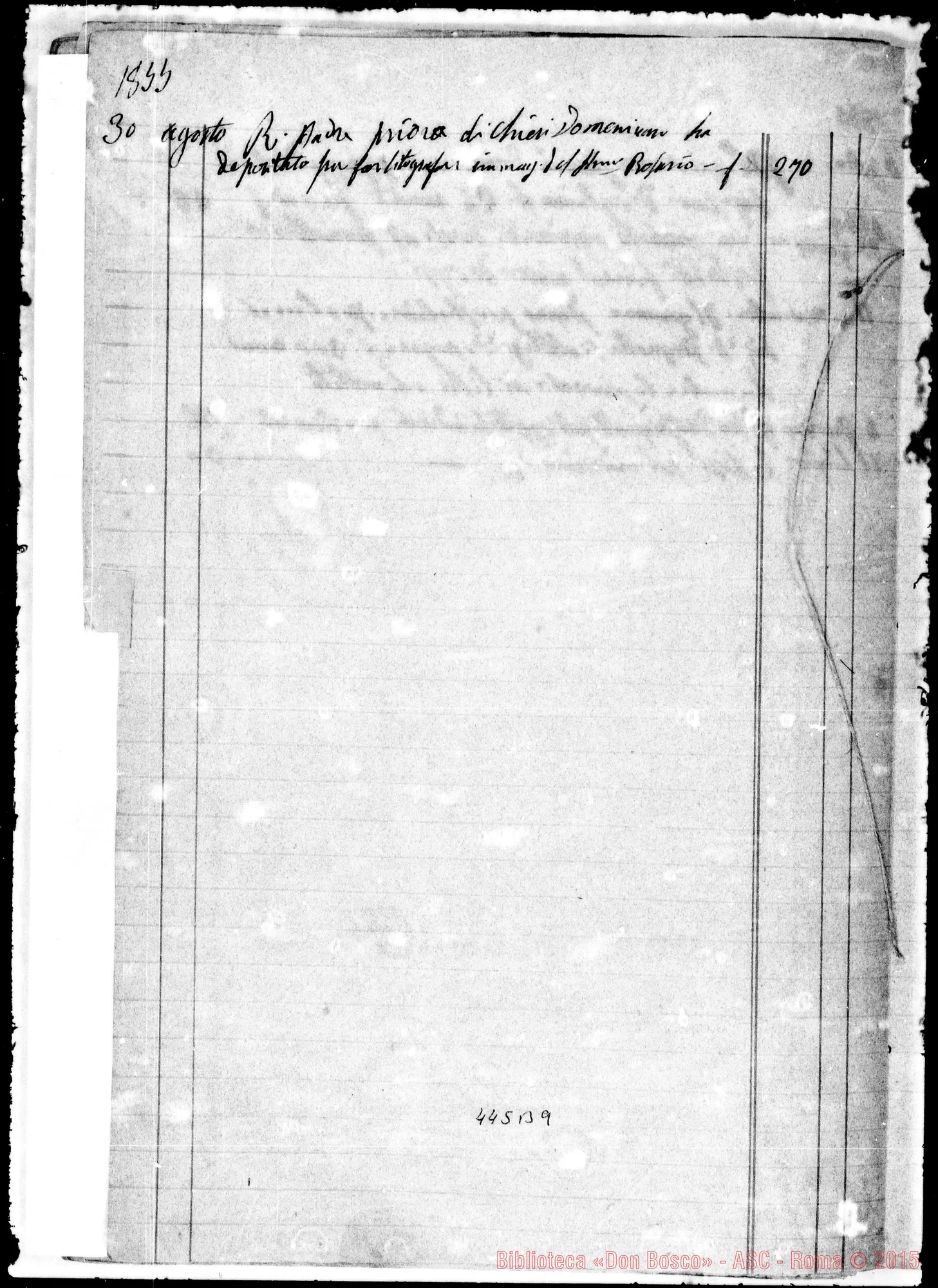 Fotogramma B 9 — Libro Mastro, contenente, tra appunti di contabilità, «Fioretti della Madonna». 1862 Ms. autogr. Bosco