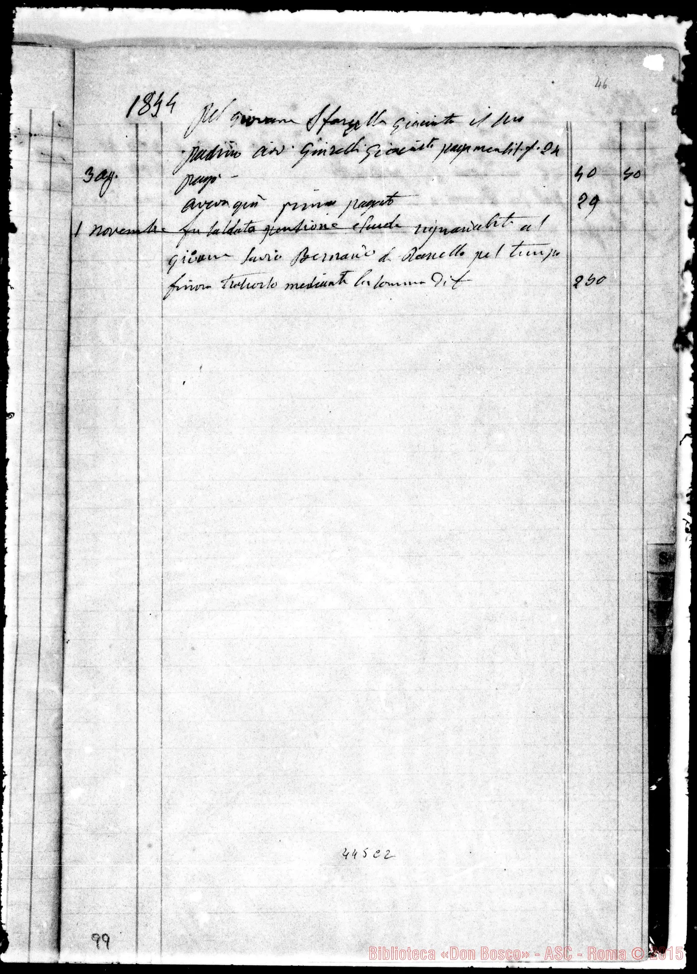 Fotogramma C 2 — Libro Mastro, contenente, tra appunti di contabilità, «Fioretti della Madonna». 1862 Ms. autogr. Bosco