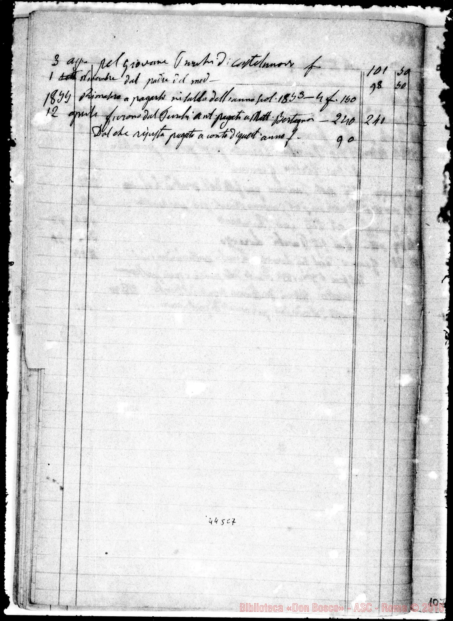 Fotogramma C 7 — Libro Mastro, contenente, tra appunti di contabilità, «Fioretti della Madonna». 1862 Ms. autogr. Bosco