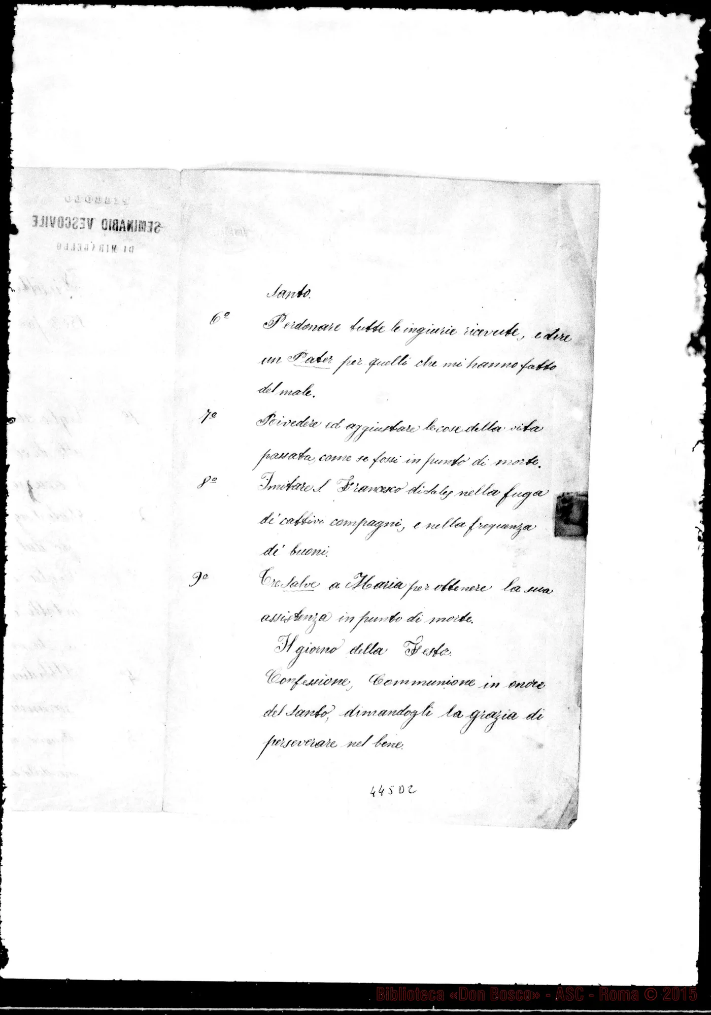 Fotogramma D 2 — Fioretti dati una volta nell’anno 1863. Copia: diverse stesure