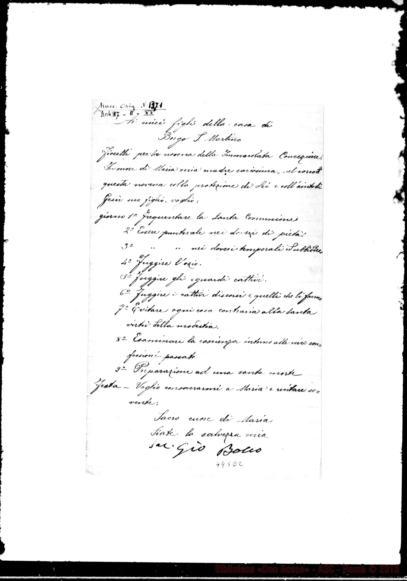 Fotogramma E 2 — Ai miei figli della casa di… Tre copie con firma autogr. Bosco