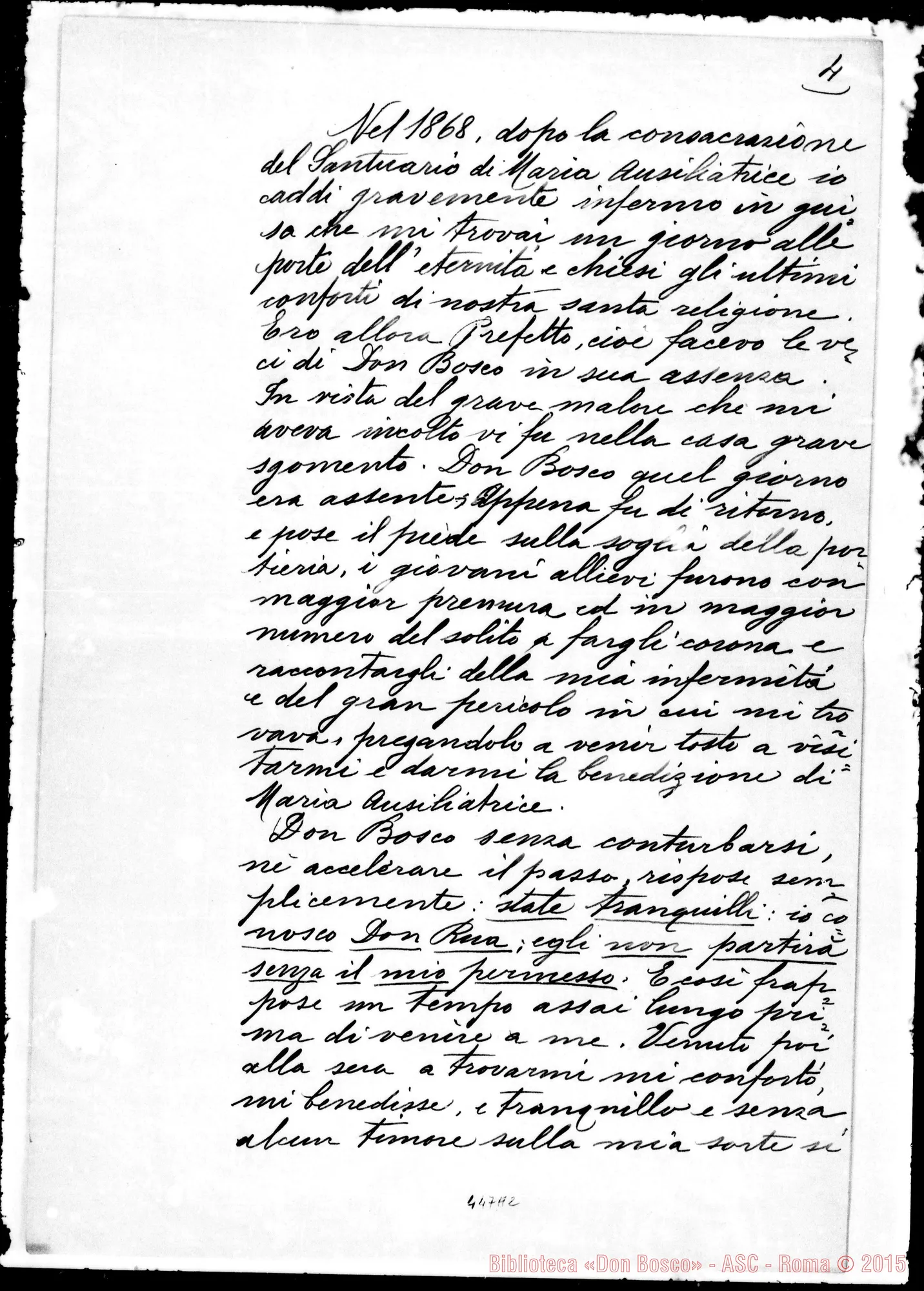 Fotogramma A 2 — Relazione sulla profezia fatta A Michelino Rua nel 1853