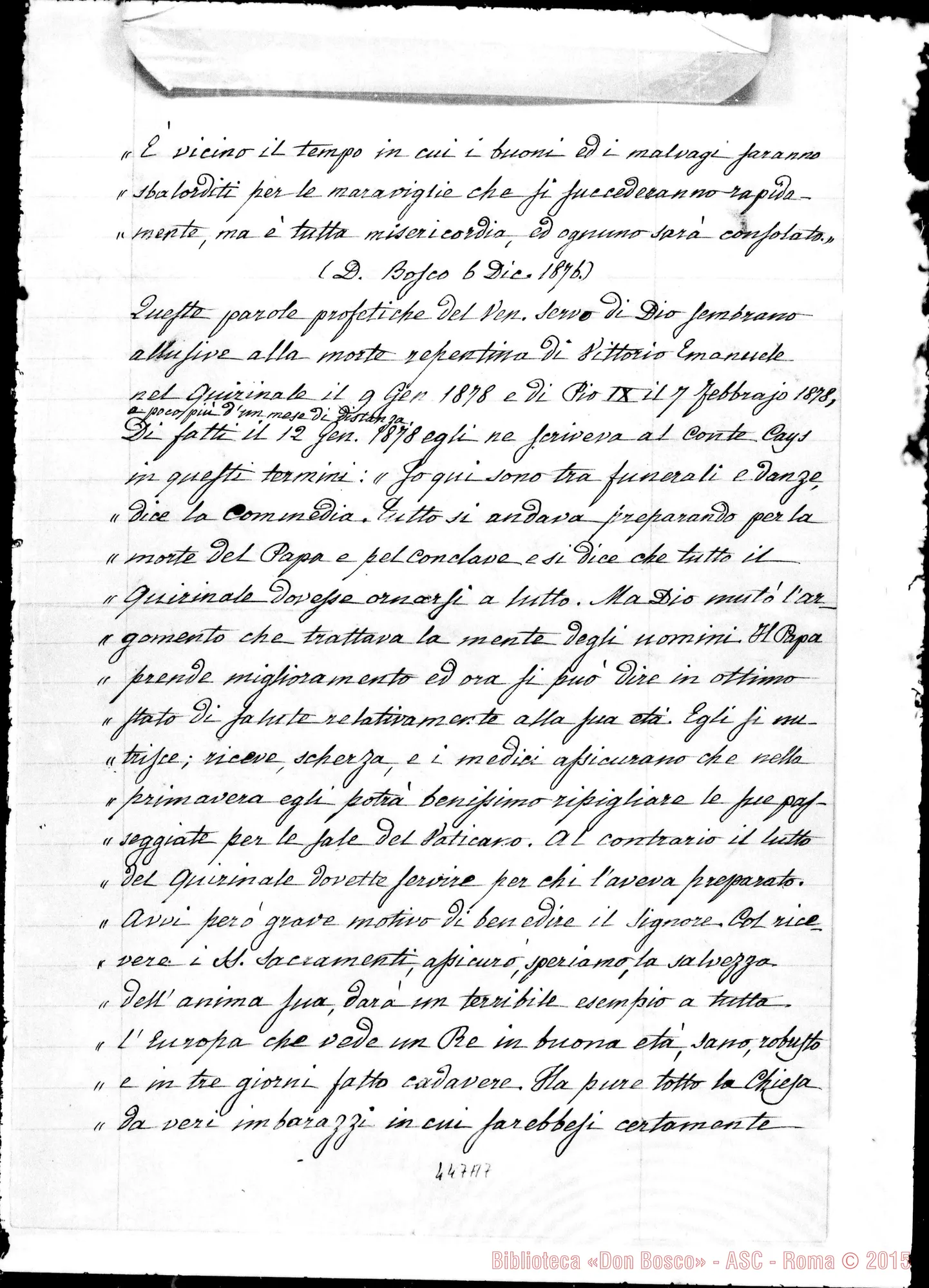 Fotogramma A 7 — Due predizione raccolte da D. Giacinto Berto