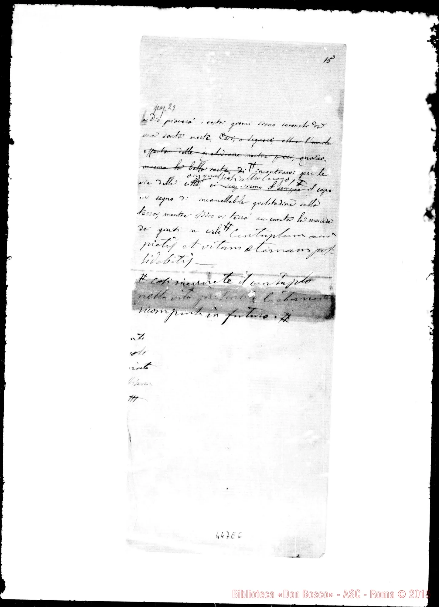 Fotogramma E 6 — Minuta per il documento anteriore. Ms. con correz. Bosco