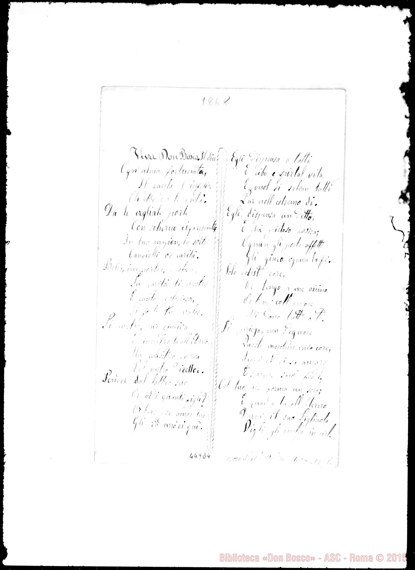 Fotogramma E 4 — Onoranze A D. Bosco in vita dall’anno 1853 al 1888