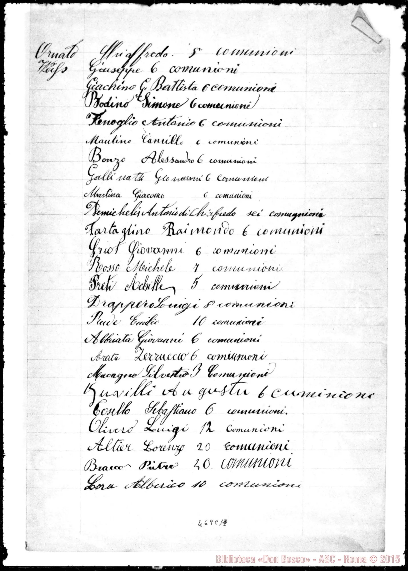 Fotogramma C 11 — Onoranze A D. Bosco in vita dall’anno 1853 al 1888